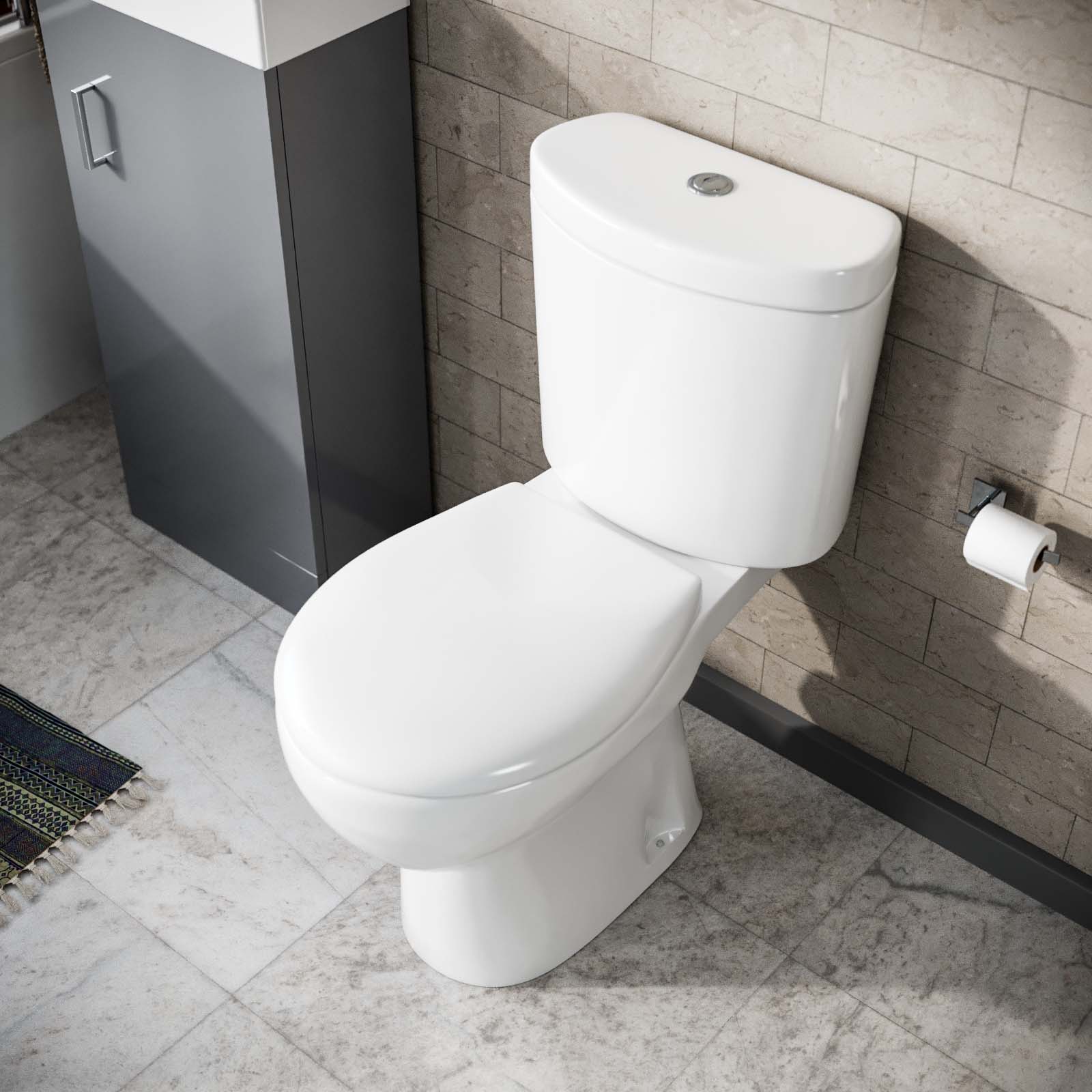 Ellen 550mm White Vanity Basin Cabinet MDF & Ceramic Closed Coupled Toilet