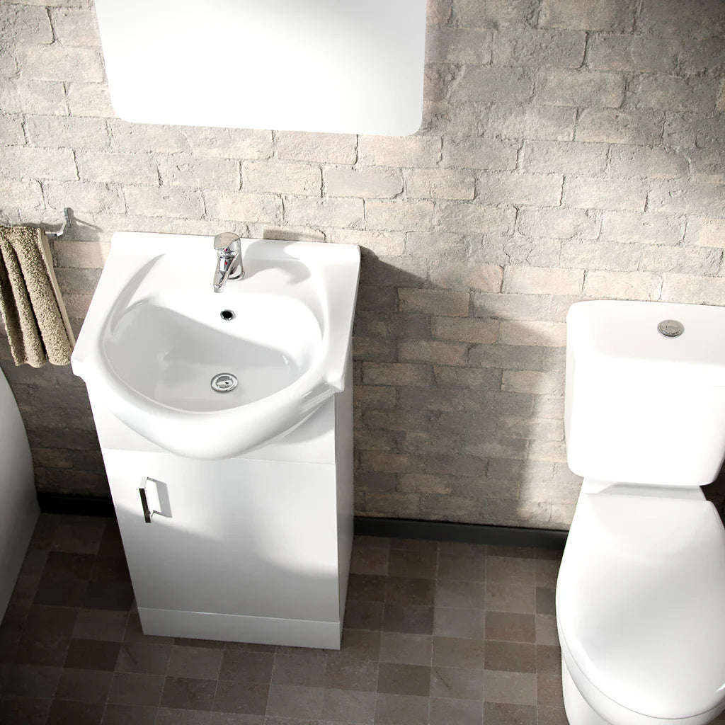 Ellen Suite Set of 450mm White Basin Vanity and Close Coupled Toilet