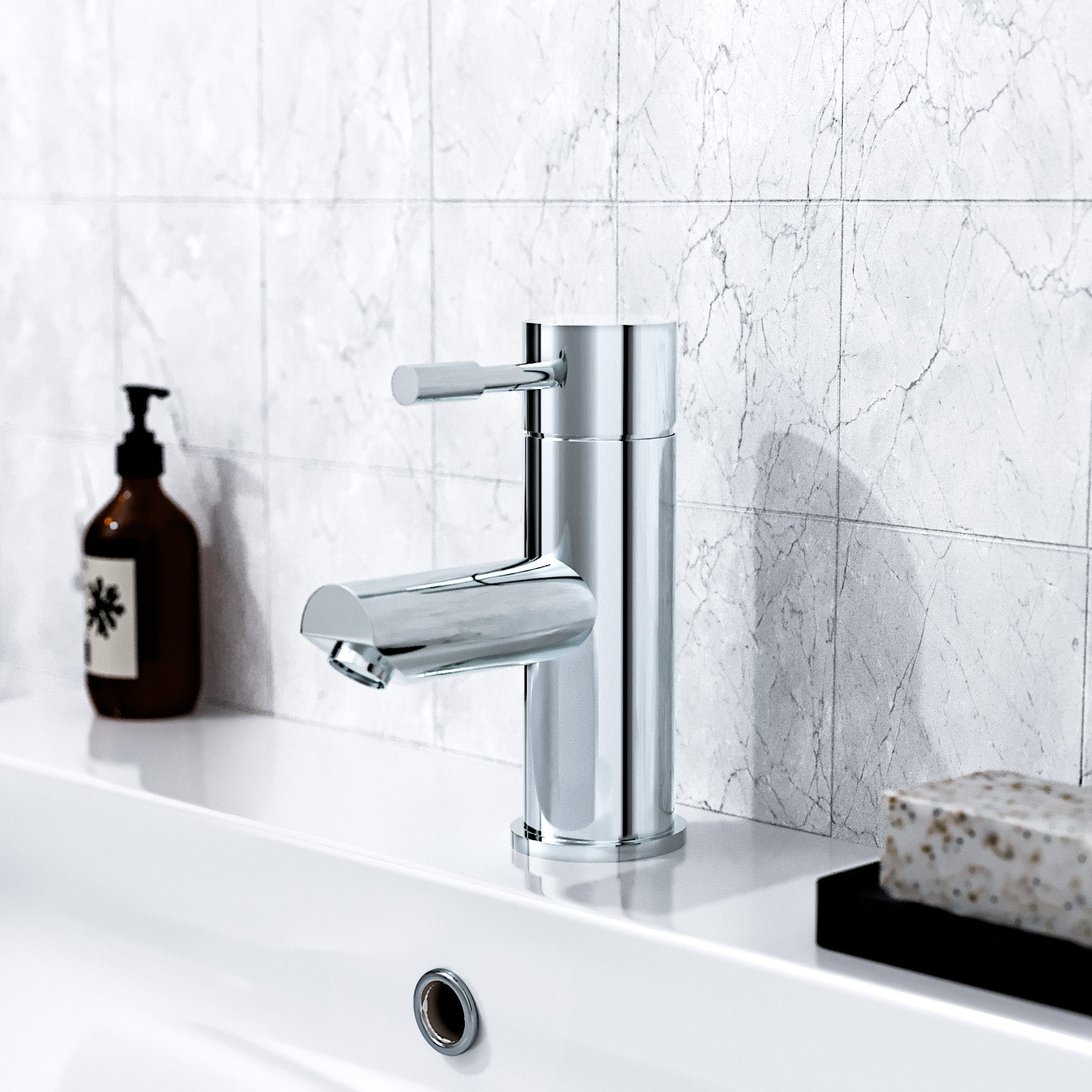 Marc Modern Chrome Cloakroom Basin Single Lever Mixer Tap With Waste