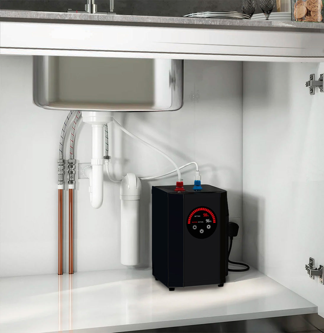 Alexander Instant Boiling Water Kitchen Tap Chrome, Filter with Heating tank