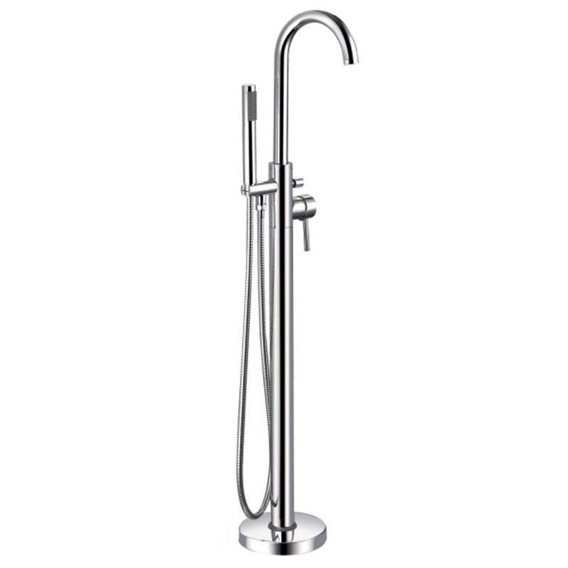 Modern Freestanding Chrome Bath Shower Mixer Tap With Shower Kit + Marc Basin Sink Mono Tap