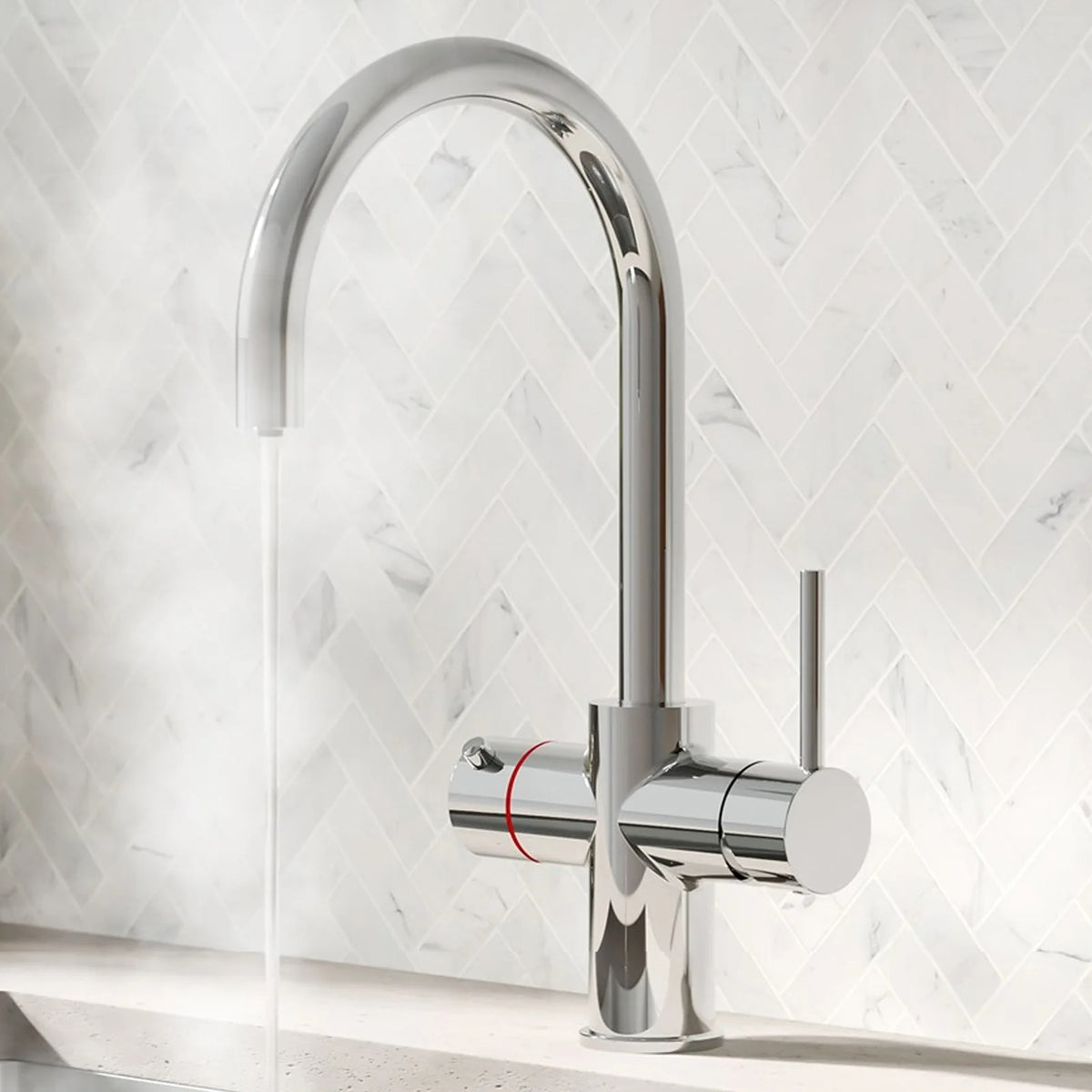 3 in 1 Single Lever Boiler Complete Kitchen Mixer Tap Set - Chrome