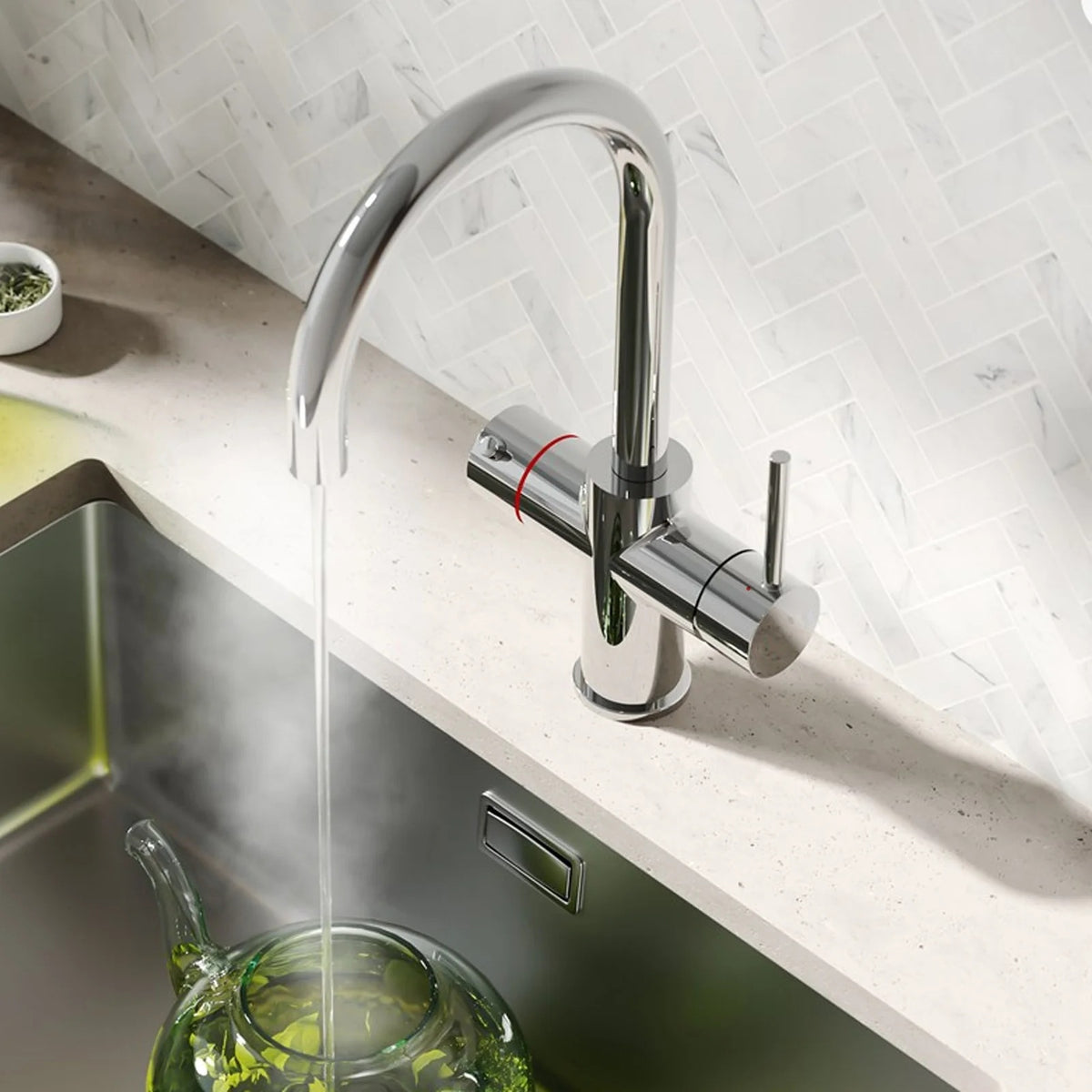 3 in 1 Single Lever Boiler Complete Kitchen Mixer Tap Set - Chrome