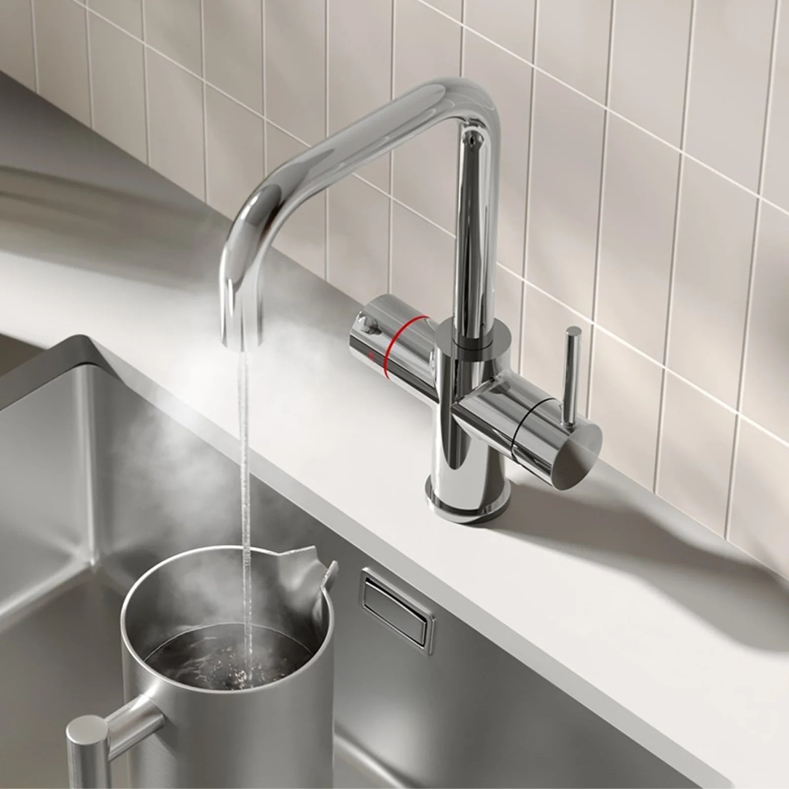 3 in 1 Single Lever Boiler Kitchen Mixer Chrome Tap Set