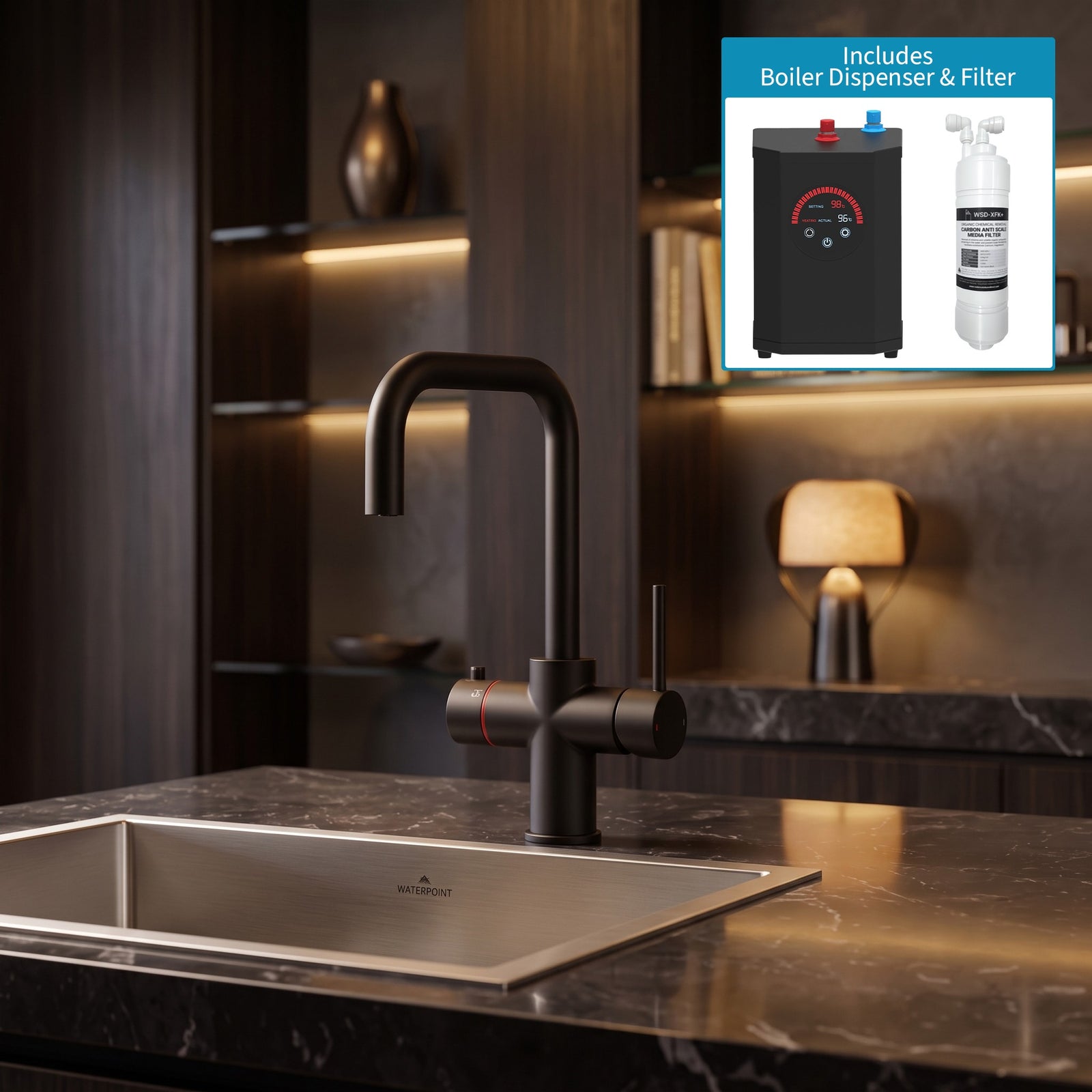 3 in 1 Kitchen Tap - Instant Hot Boiling Filtered Water + Hot and Cold Water