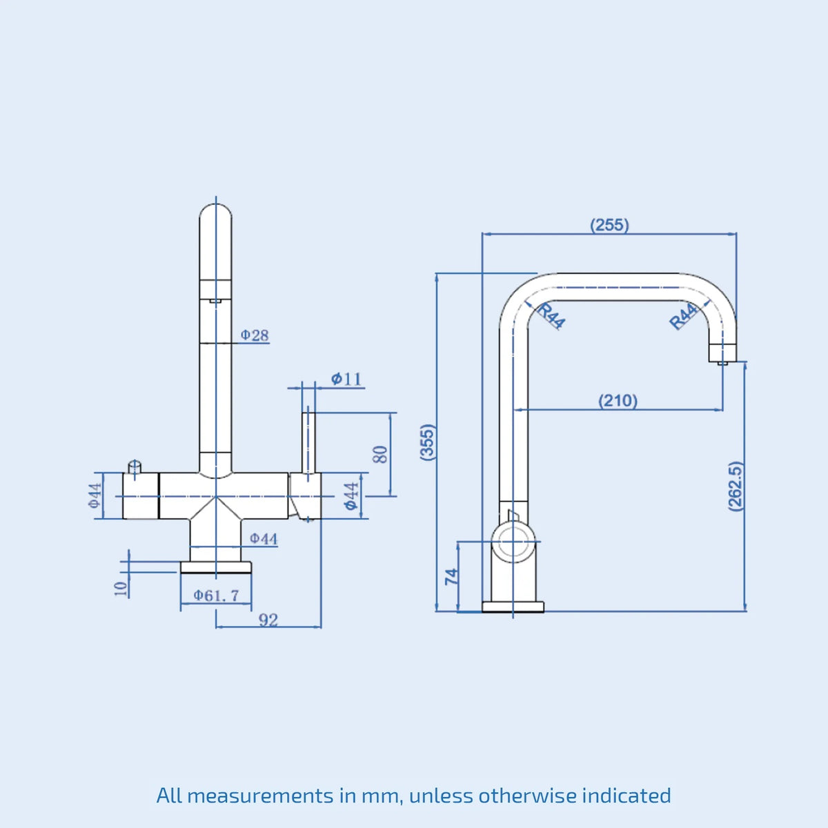 3 in 1 Single Lever Boiler Complete Kitchen Mixer Tap Set - Copper