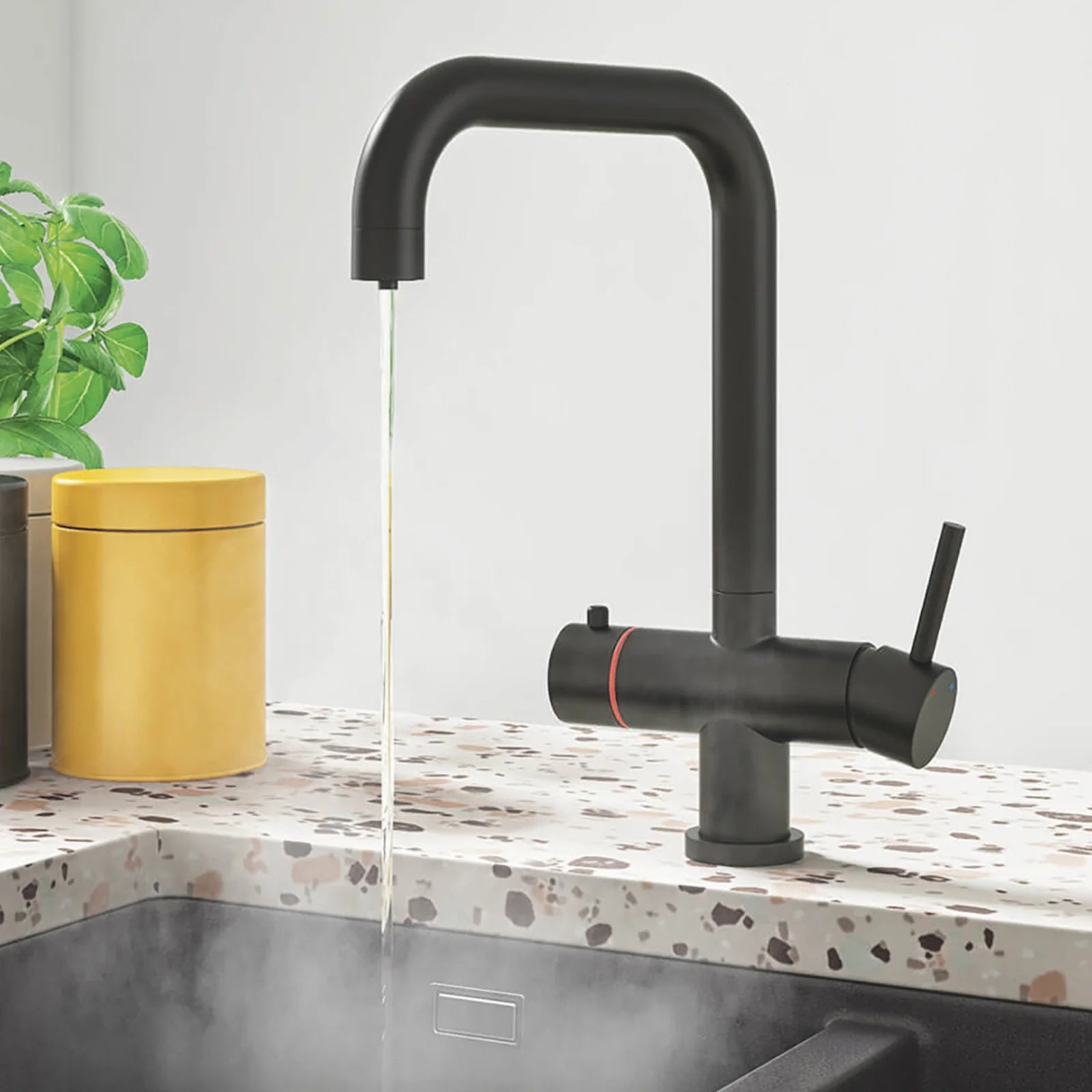 3 in 1 Single Lever Boiler Complete Kitchen Mixer Tap Set - Matte Black