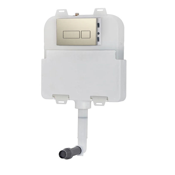 Dual Flush Concealed Cistern & Brushed Brass Square Flush Plate