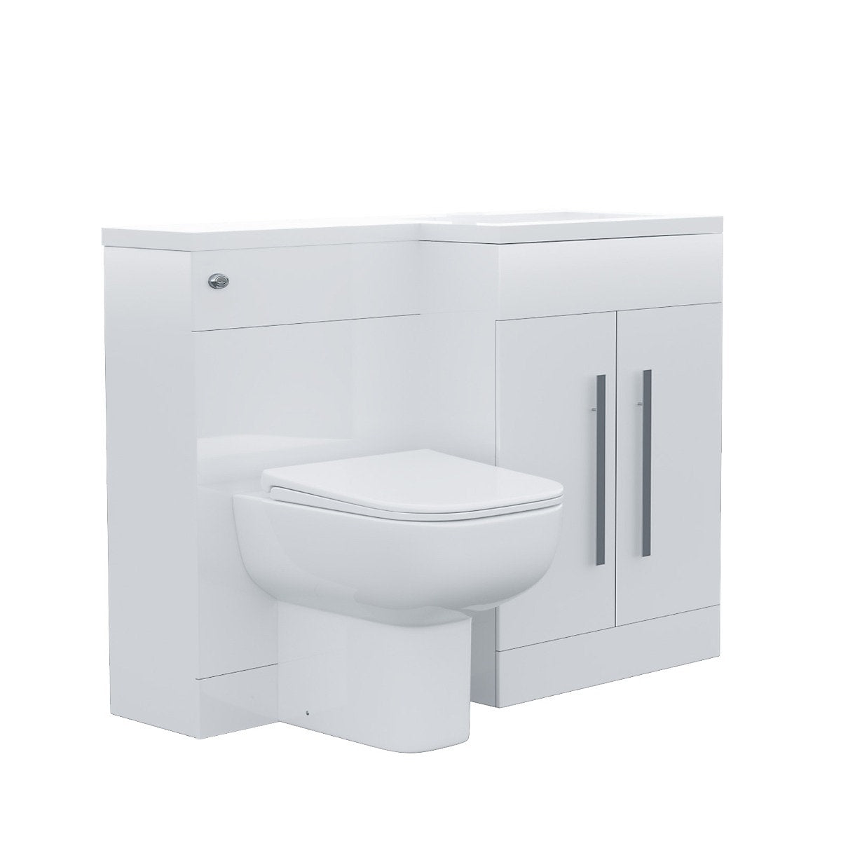 Aric 1100mm White RH Vanity Unit Basin Sink Cabinet and BTW Toilet Flat Pack