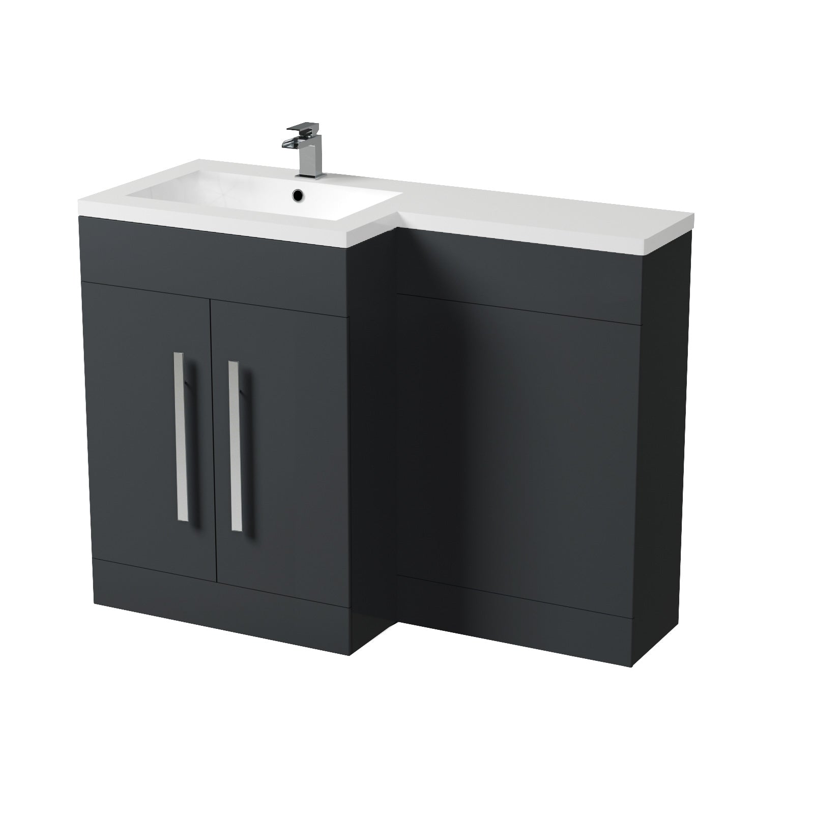 Aric Grey 1100mm LH Freestanding Vanity. WC Unit & Basin Flat Pack