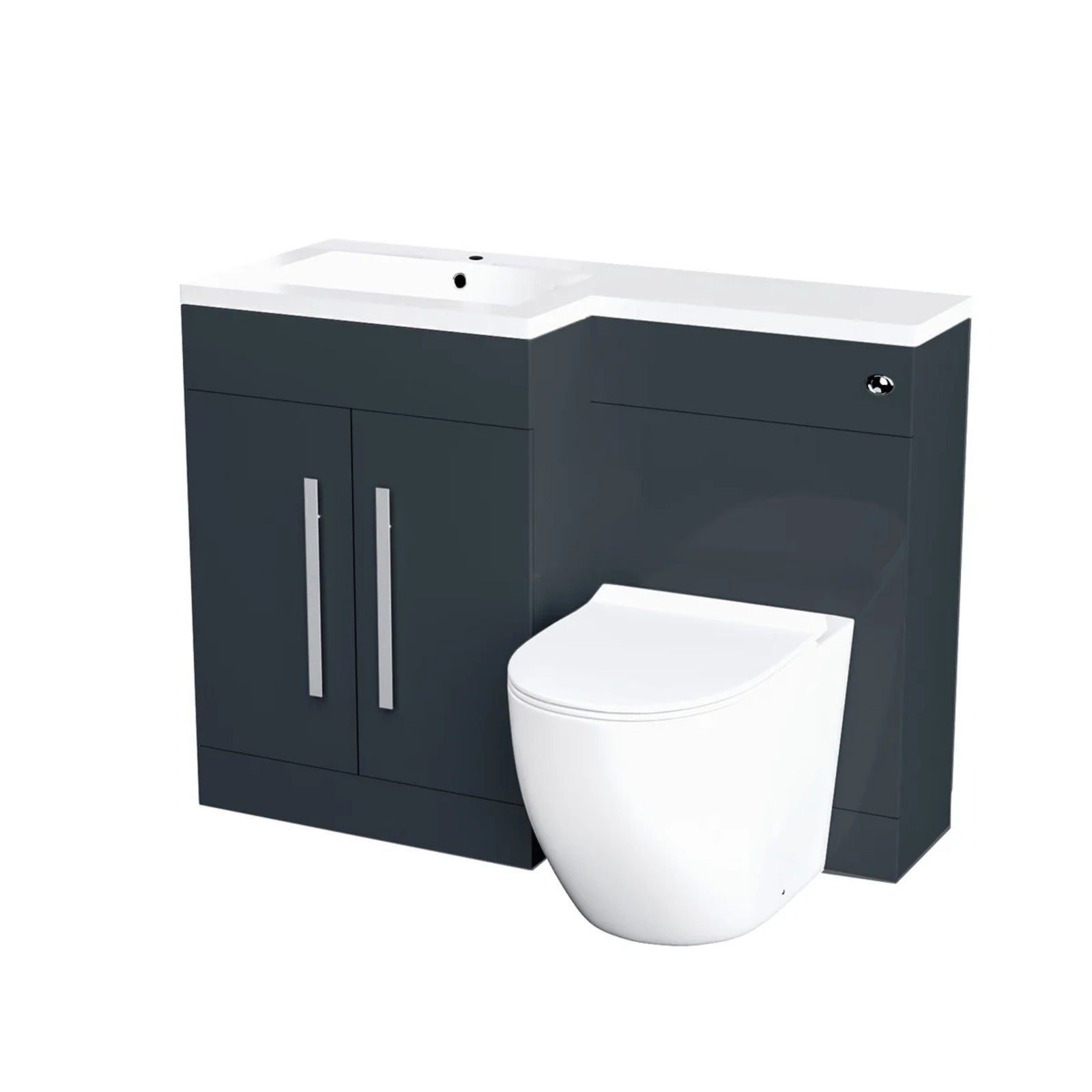 Aric 1100mm LH Freestanding Anthracite Vanity with BTW Toilet, WC & Basin Flat Pack