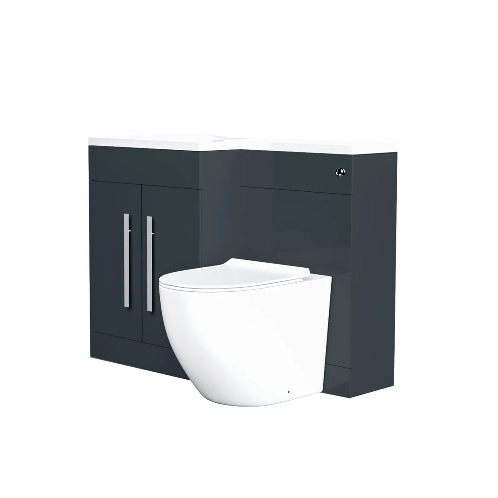 Aric 1100mm LH Freestanding Anthracite Vanity with BTW Toilet, WC & Basin Flat Pack