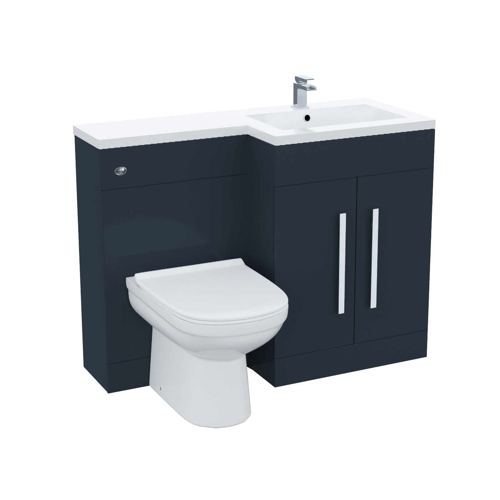 Aric 1100mm RH BTW Toilet, WC Unit & Resin Basin Grey Flat Pack