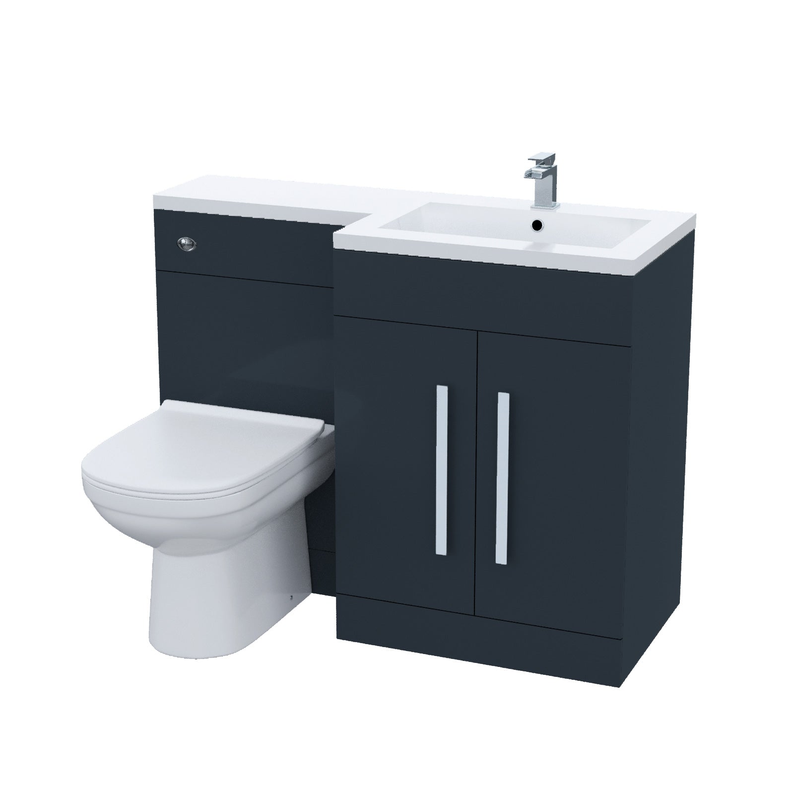 Aric 1100mm RH BTW Toilet, WC Unit & Resin Basin Grey Flat Pack
