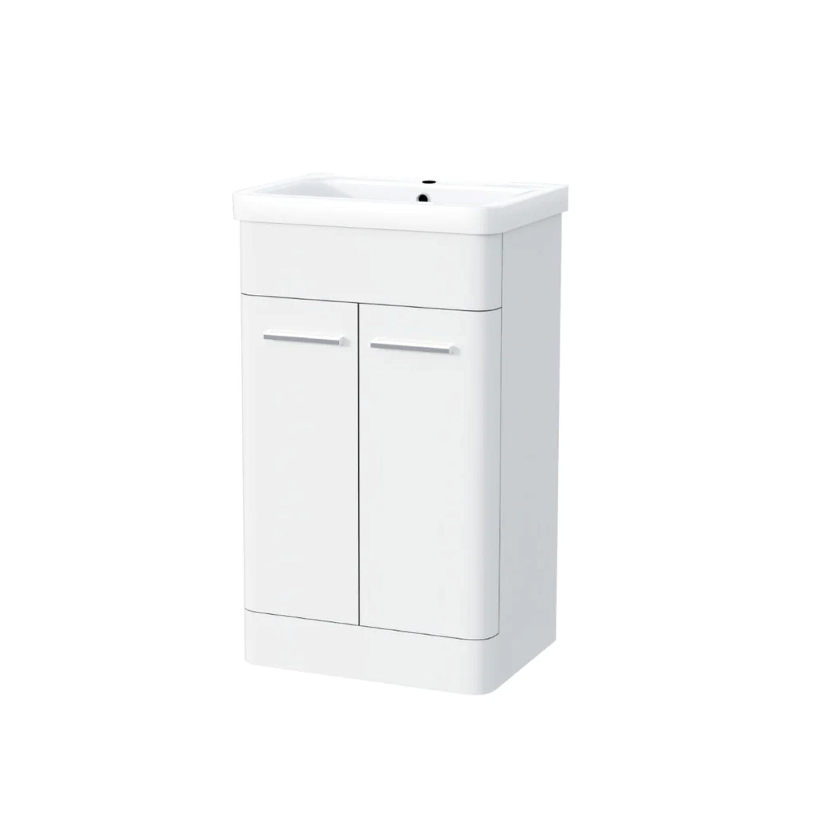 Afern Cloakroom 500mm Gloss White Cloakroom Floorstanding Vanity & Close Coupled Toilet with Soft Close Seat