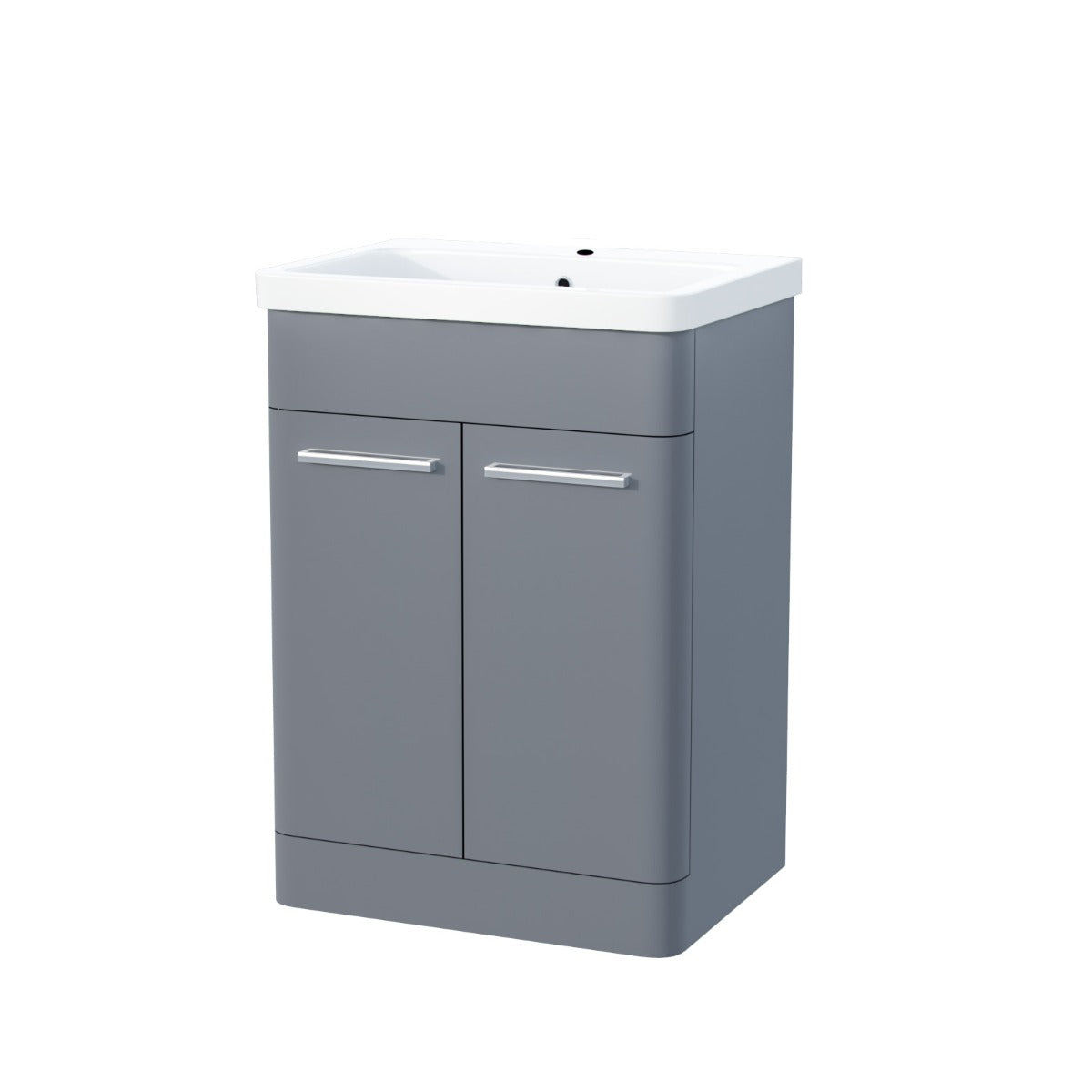 Afern 600mm Vanity Unit Cabinet and Wash Basin Steel Grey - Flat Pack