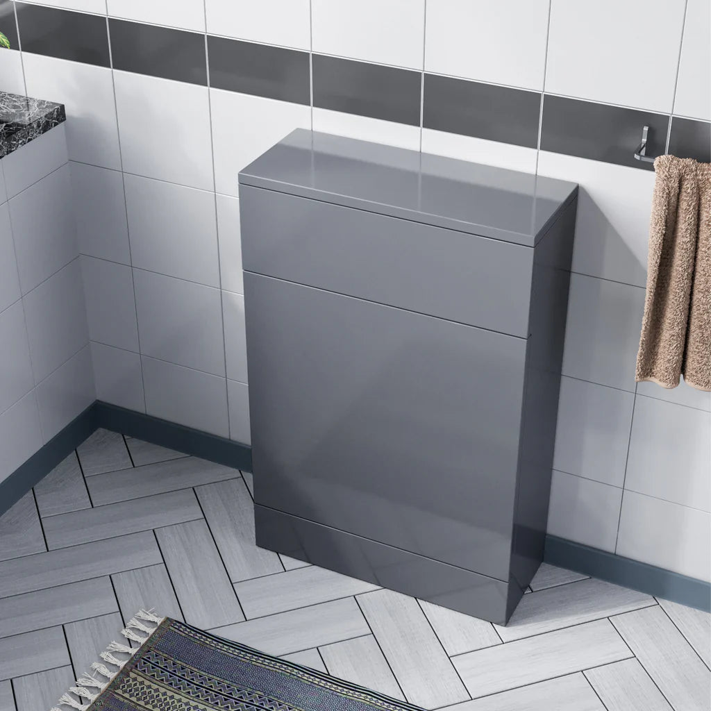 Nanuya Steel Grey 500mm Freestanding Back To Wall WC Unit Bathroom - Flat Pack