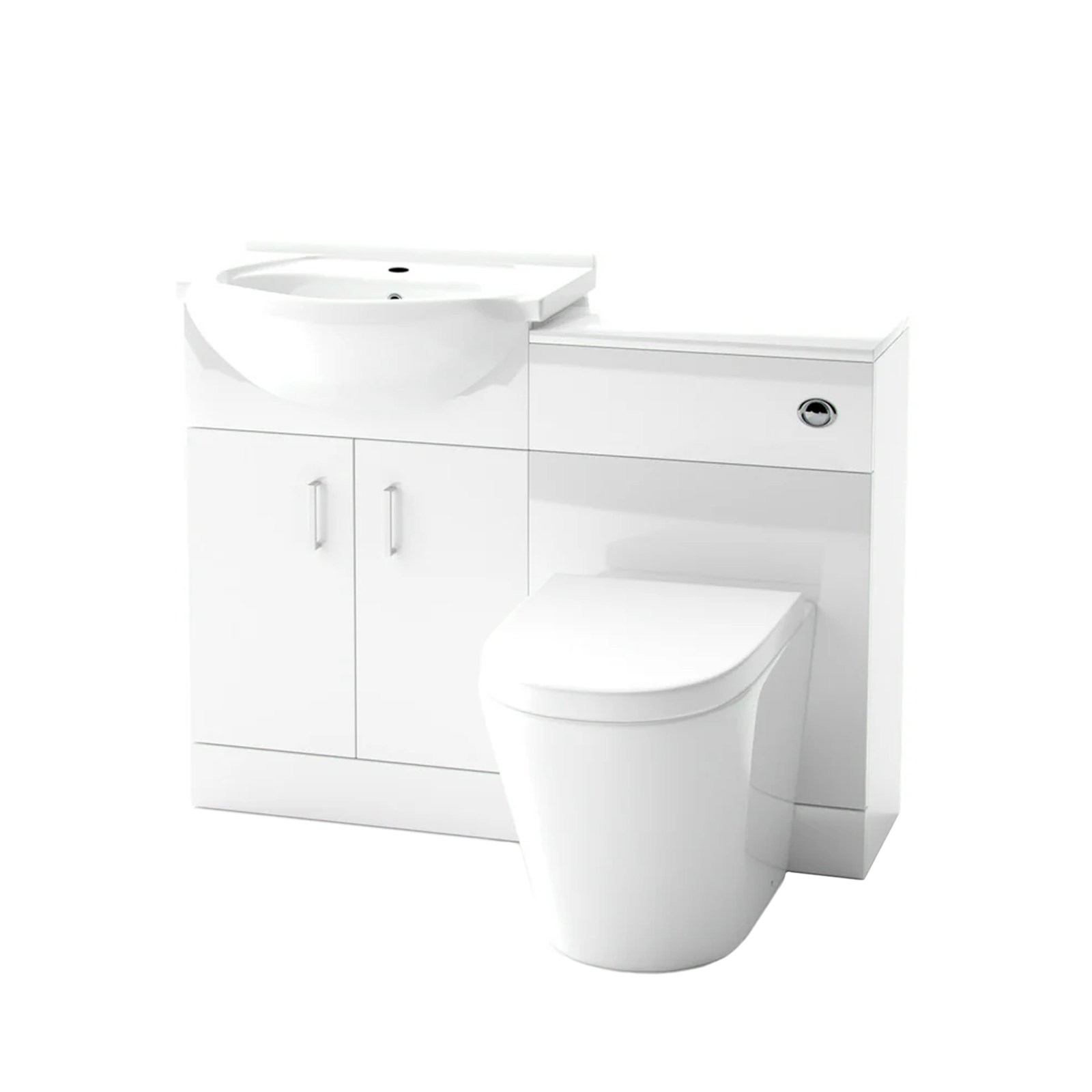 Ellen White 1050mm Vanity Basin WC Unit & Back To Wall Toilet Flat Pack
