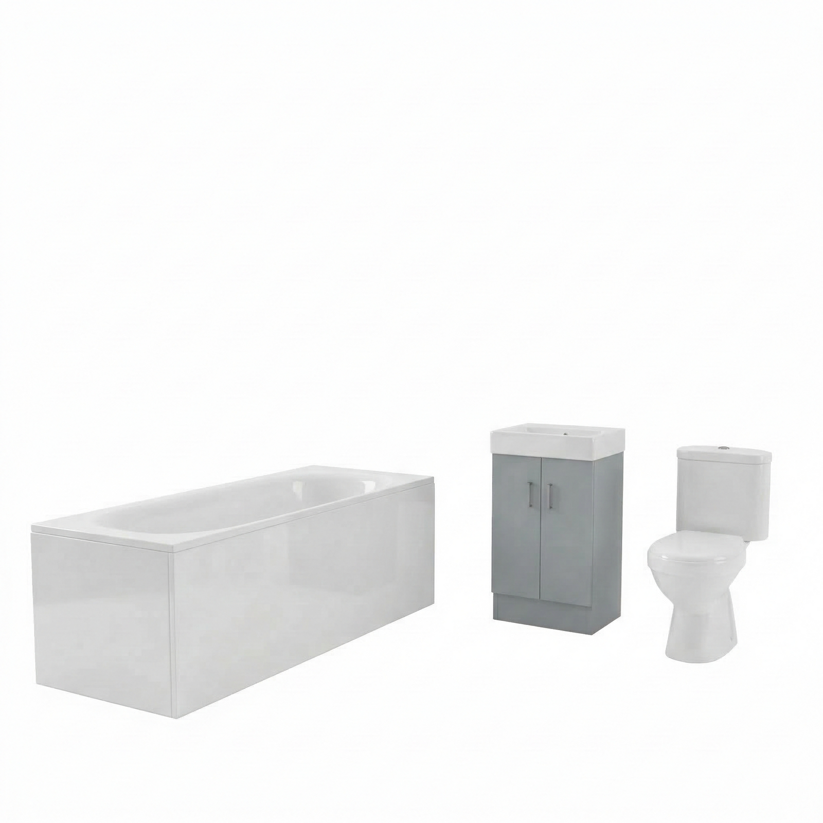 Nanuya Matte Grey 450mm Basin Vanity Toilet & Round Bath With Panels Flat Pack