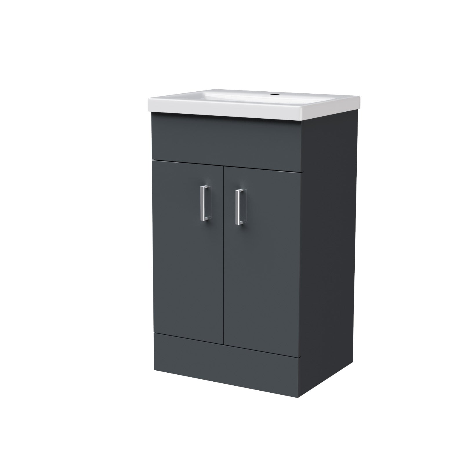Nanuya Dark Grey 500mm Floor Standing Vanity Unit & White Basin Flat Pack