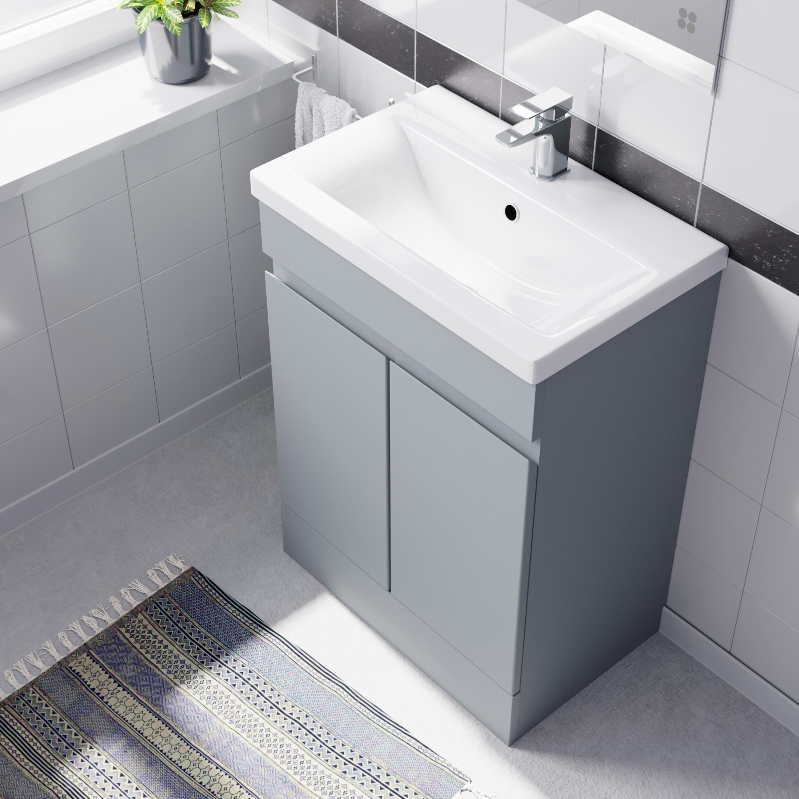 Alaska Flat Pack Matte Grey 600mm Freestanding Basin Vanity Unit
