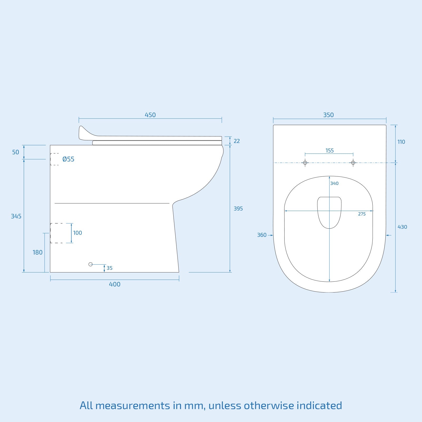 Dene 1100mm RH White Vanity with BTW Toilet, WC, Basin and Wall Hung Cabinet