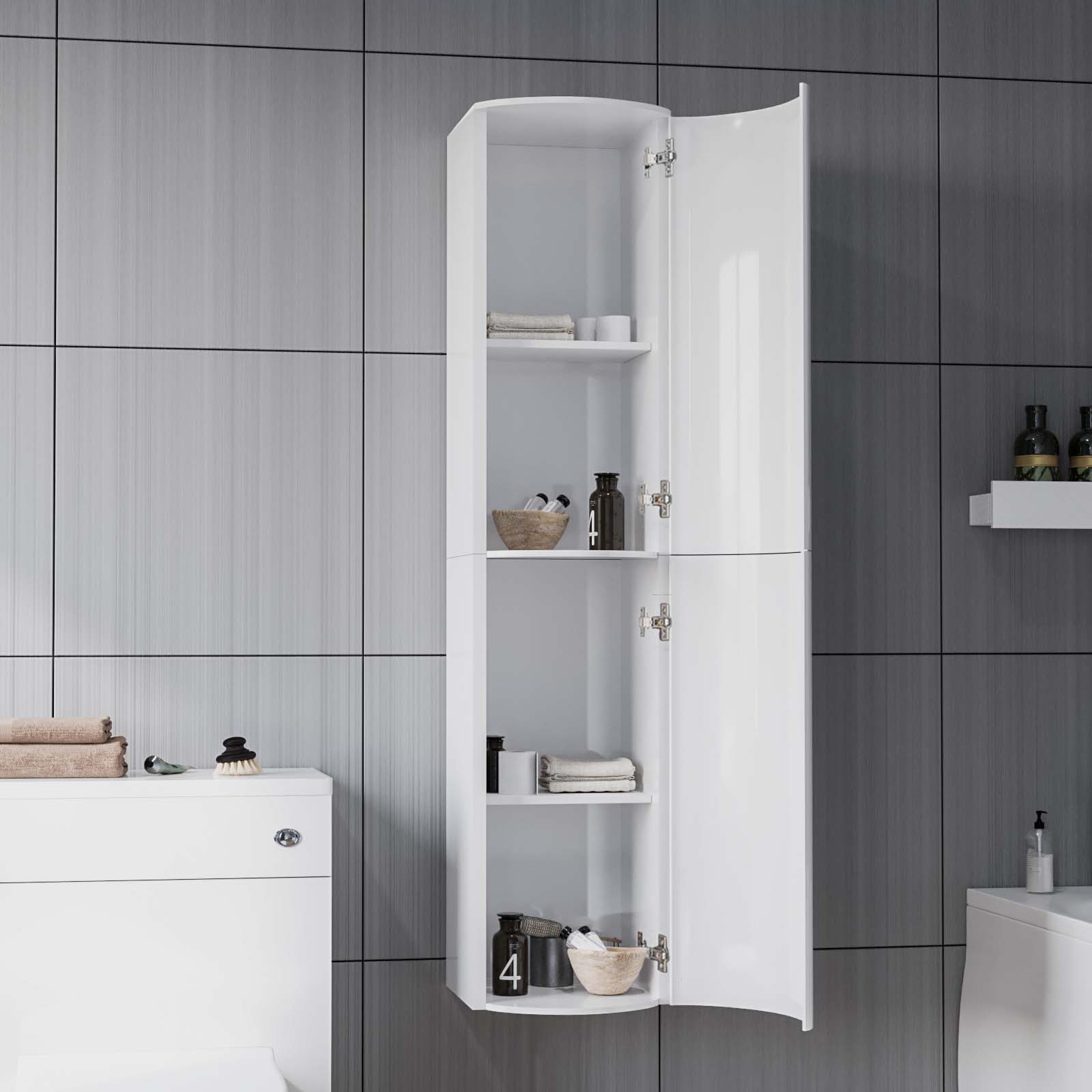 Dene 1100 mm FP P-Shape White LH Basin Vanity, Rimless Toilet & Wall Hung Cabinet