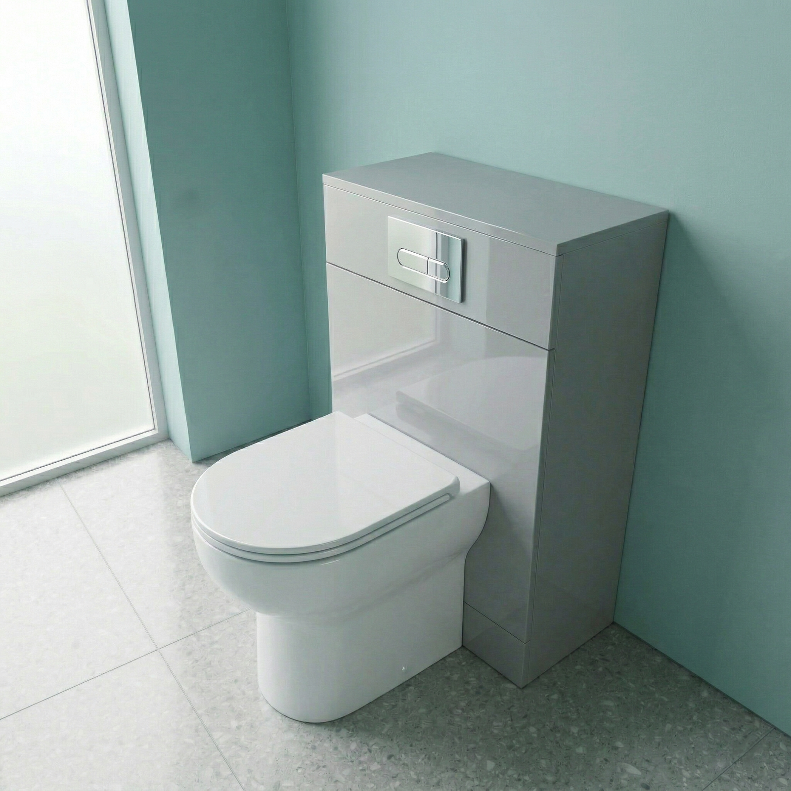 Astley 500mm Light Grey Back to Wall WC Unit Bathroom - Flat Pack