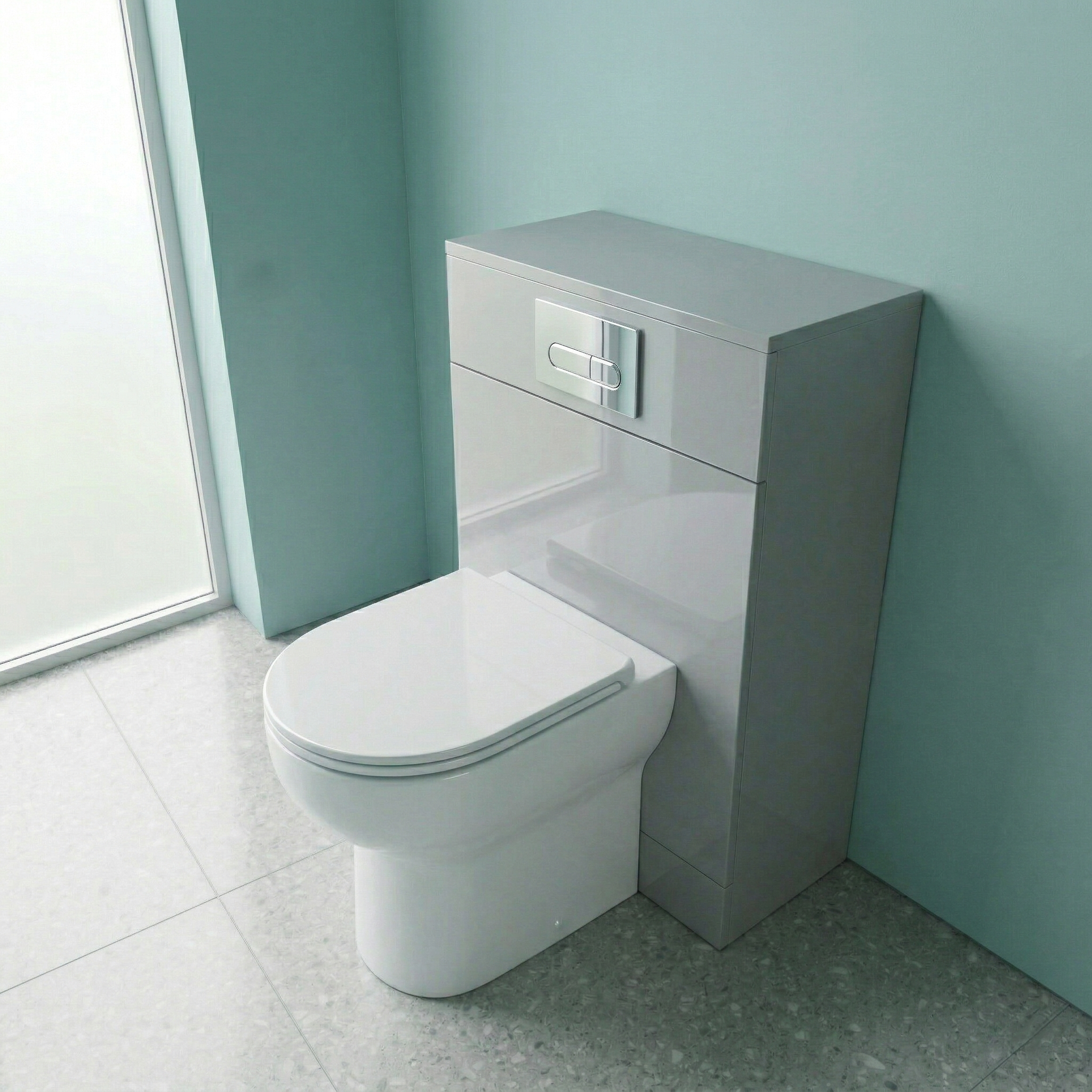 Astley 500mm Light Grey Back to Wall WC Unit Bathroom - Flat Pack