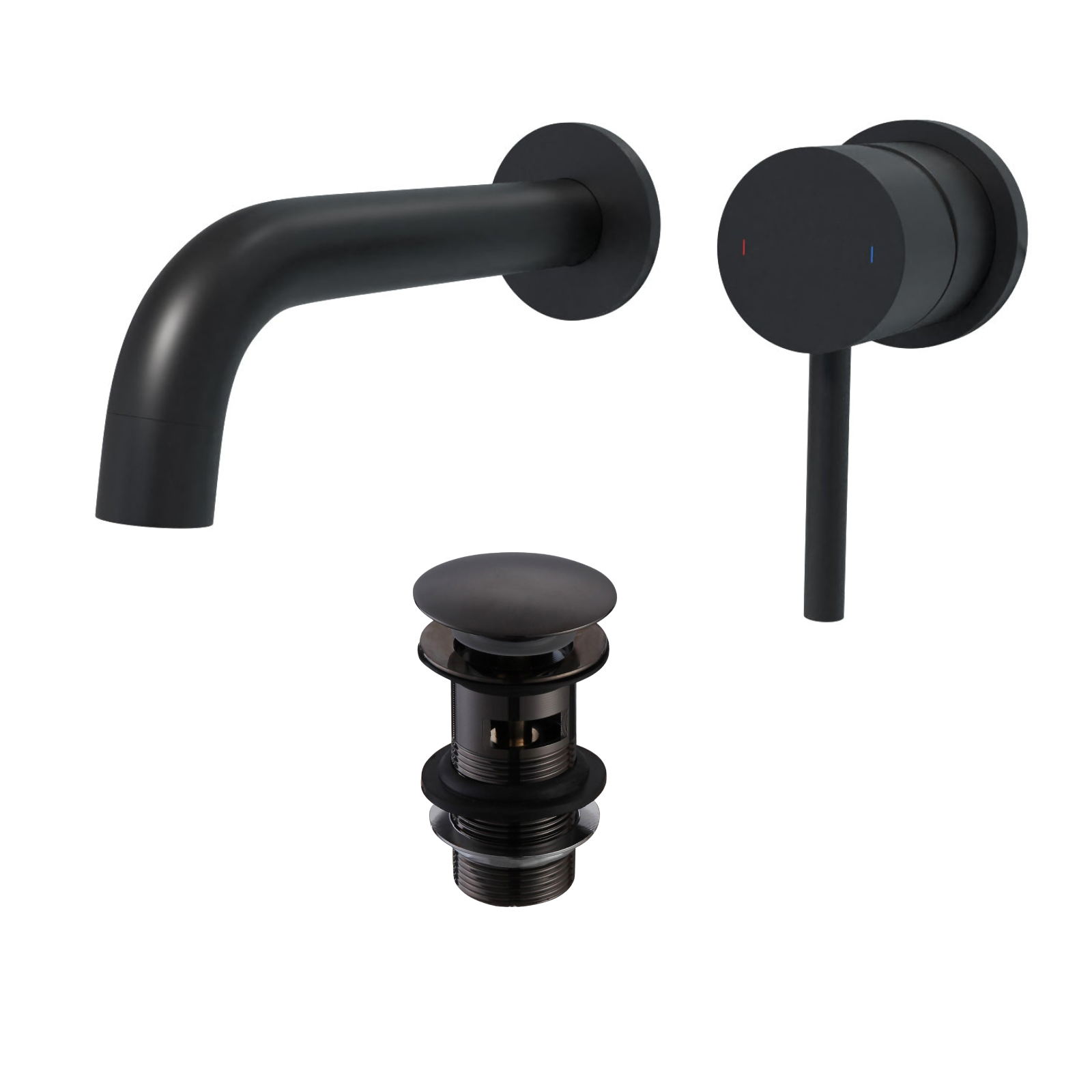 Alice Basin Sink Matte Black Modern Brass Bathroom Wall Mounted Tap