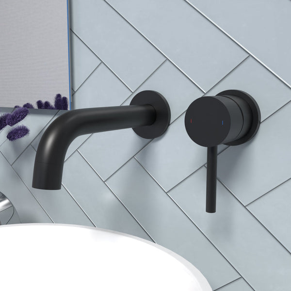 Alice Basin Sink Matte Black Modern Brass Bathroom Wall Mounted Tap