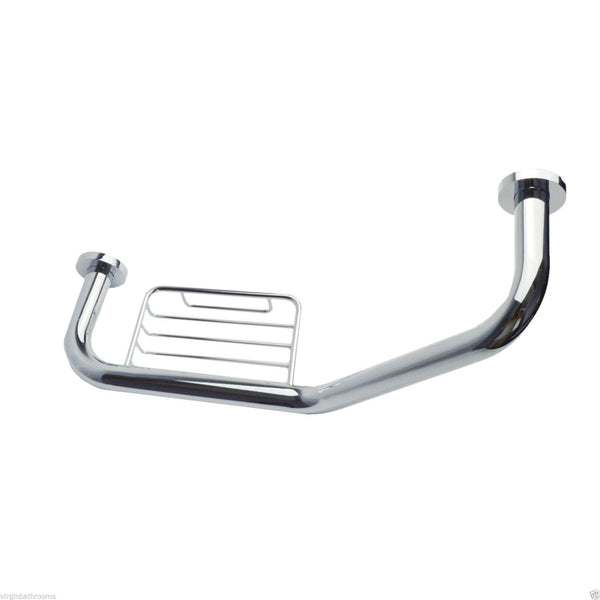 Bathroom Angled Grab Bar With Soap Dish - 440mm
