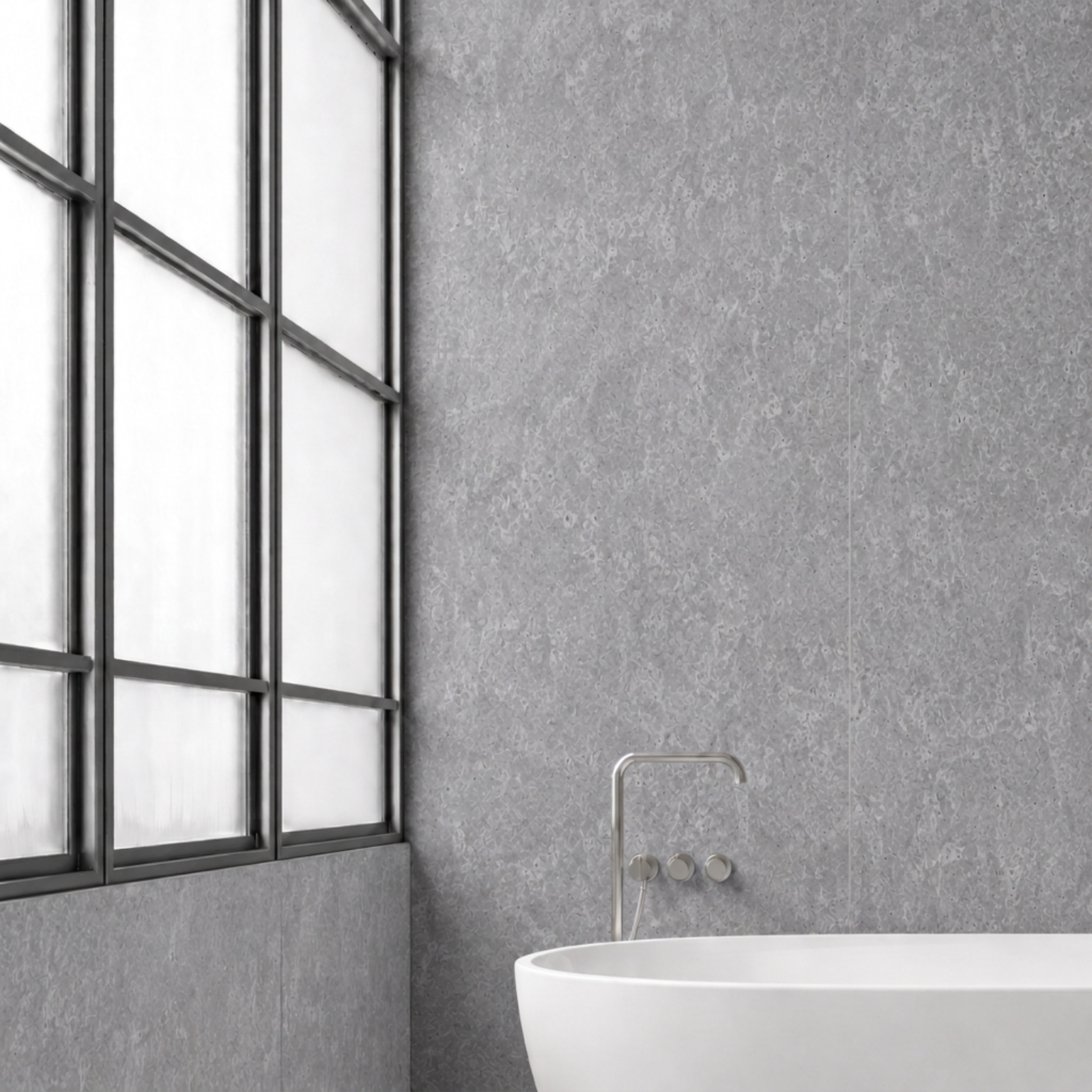 Grey Concrete Stone Gloss PVC Shower Wall Panel 1000mm x 2400mm x 10mm