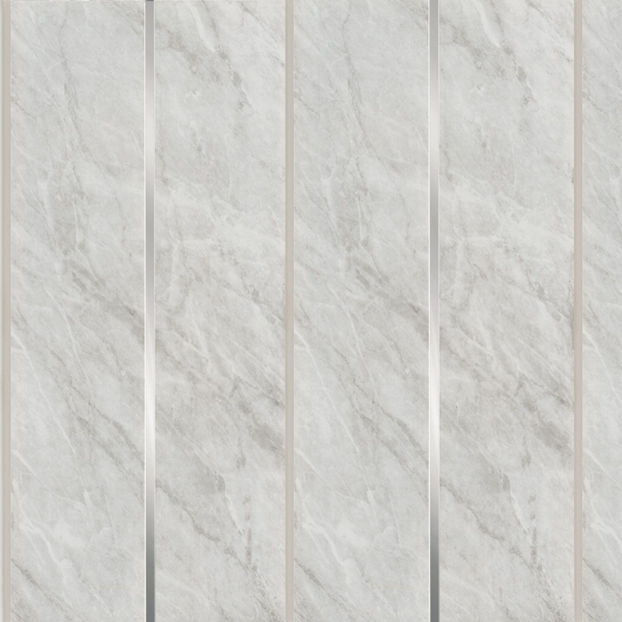Grey Marble Silver PVC Shower Wall Panel 2700mm x 200mm x 6mm (Pack Of 4)