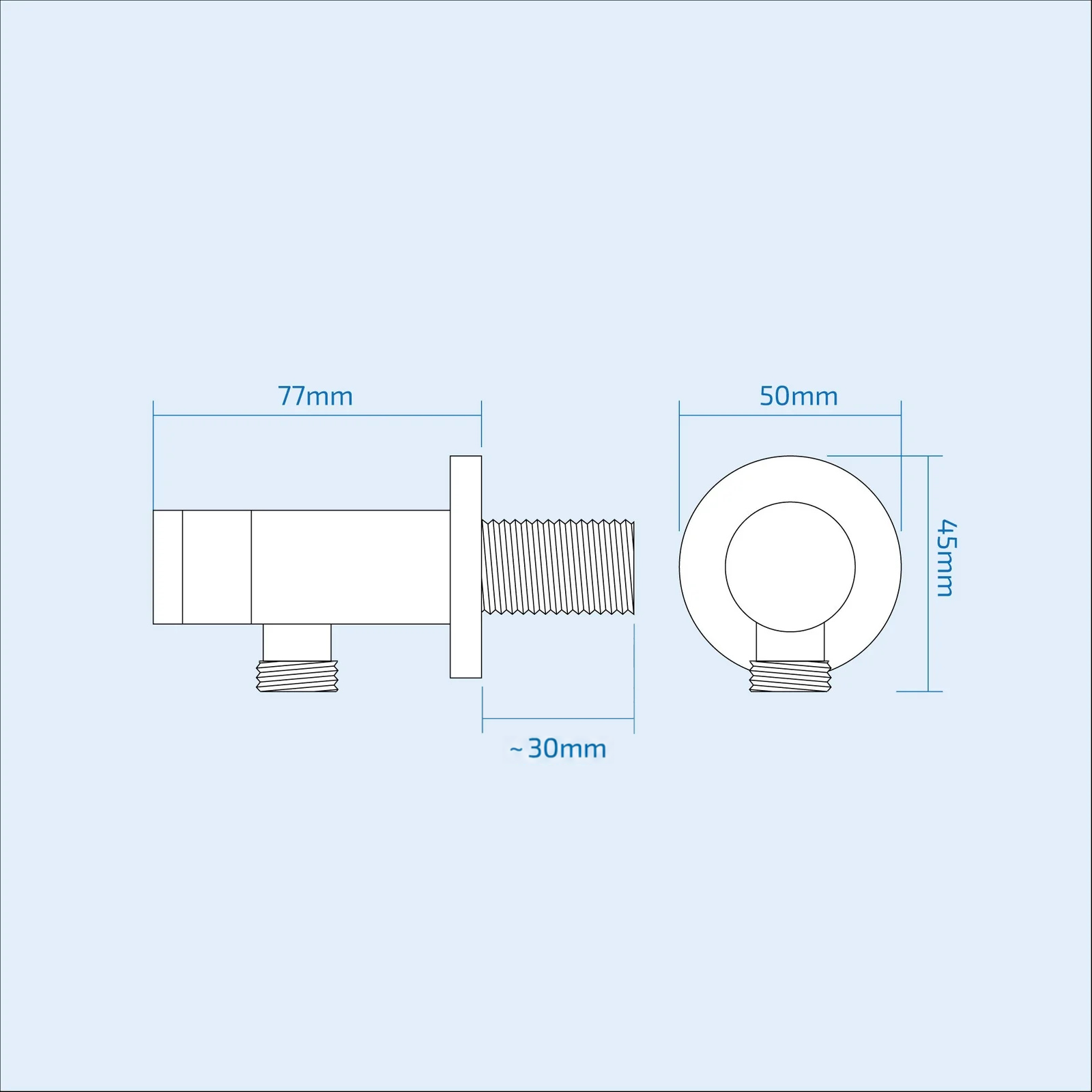 Round Chrome Wall Outlet Elbow Hose Connector with Shower Handset Holder