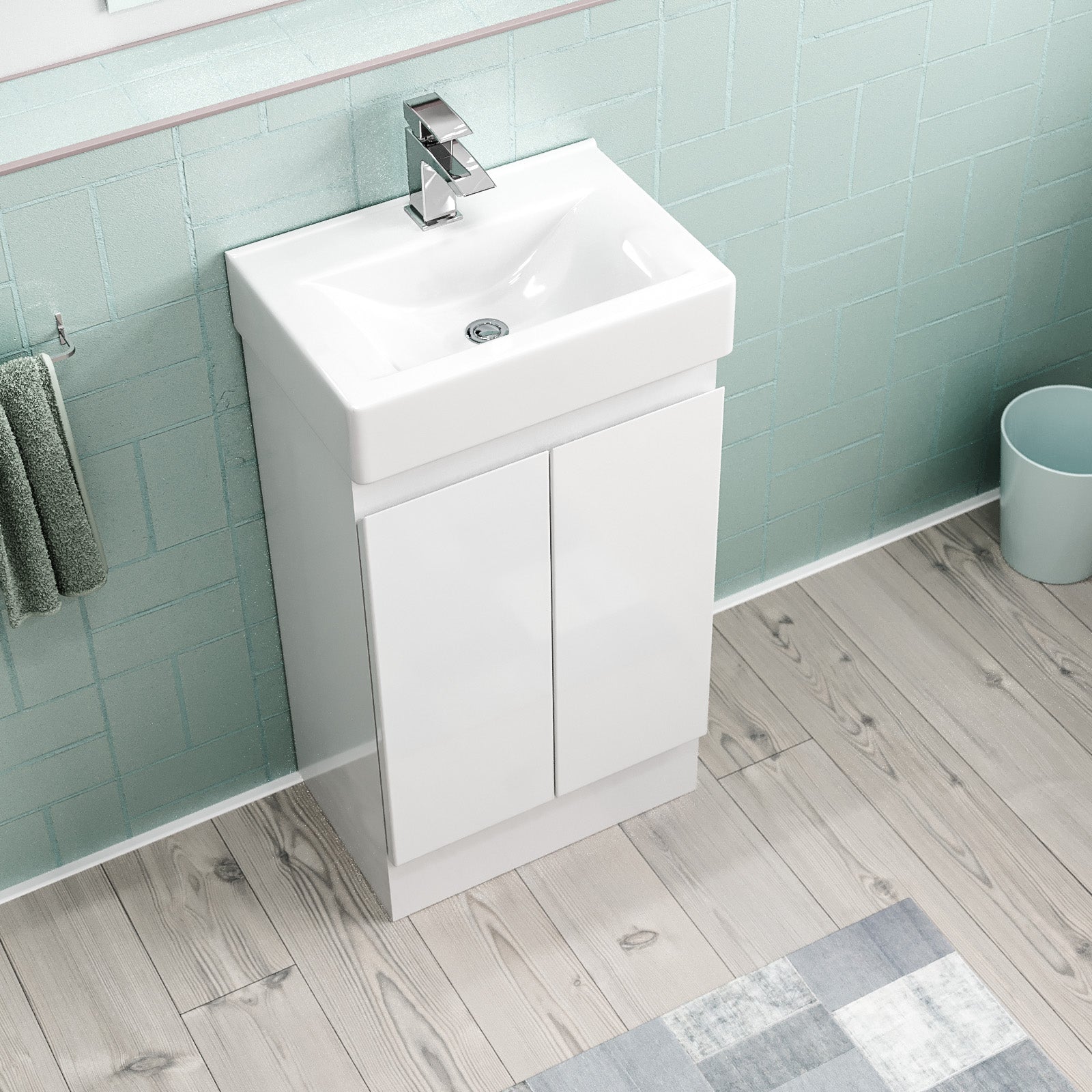 Nanuya 450mm Freestanding 2 doors Basin Vanity Unit  White Flat Pack