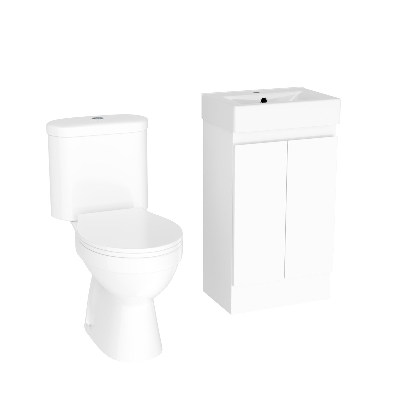 Alaska Flat Pack 450mm White Overflow Basin Vanity & Close Coupled Toilet