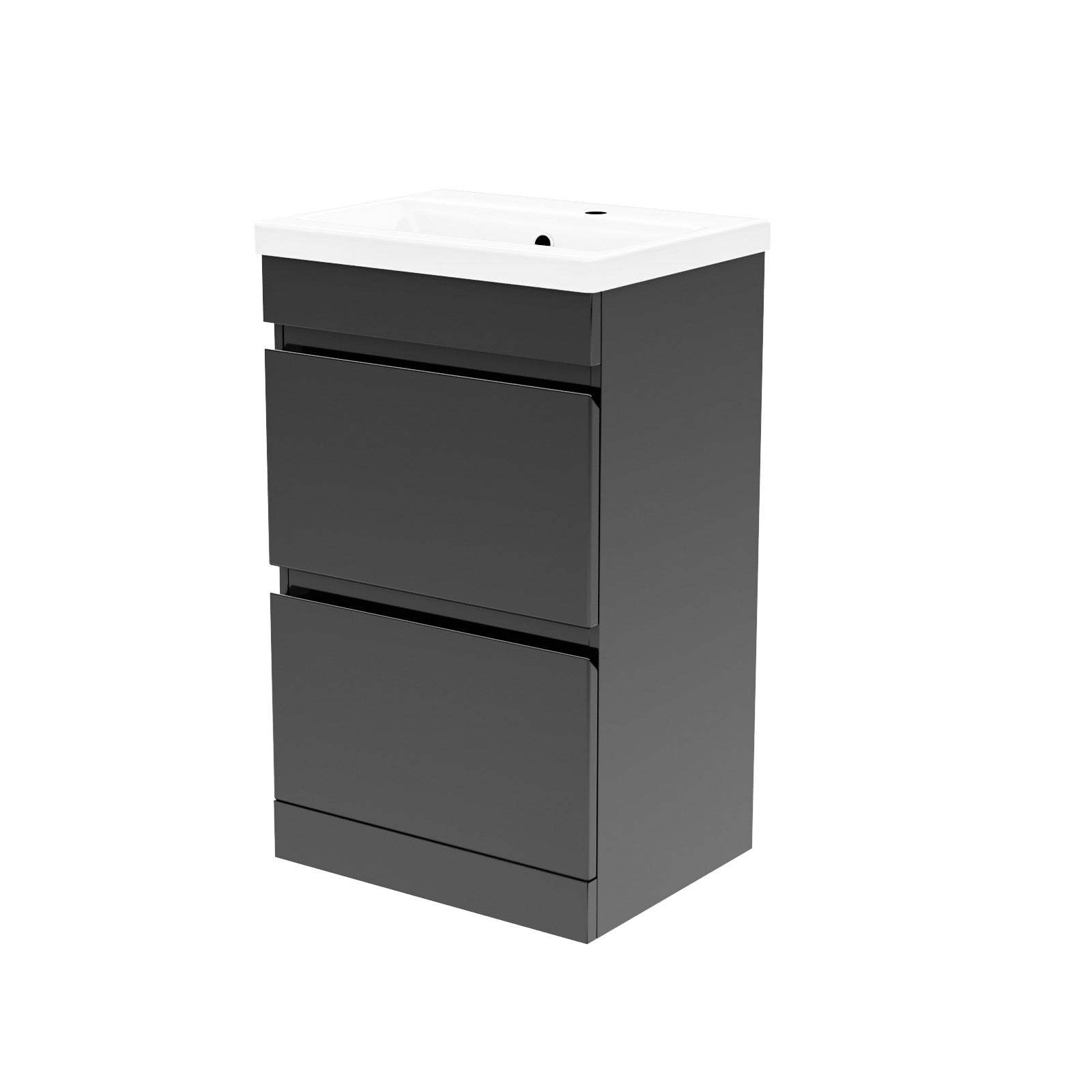 Alaska 500mm PVC Freestanding Basin Vanity Unit 2 Drawers Handless Dark Grey