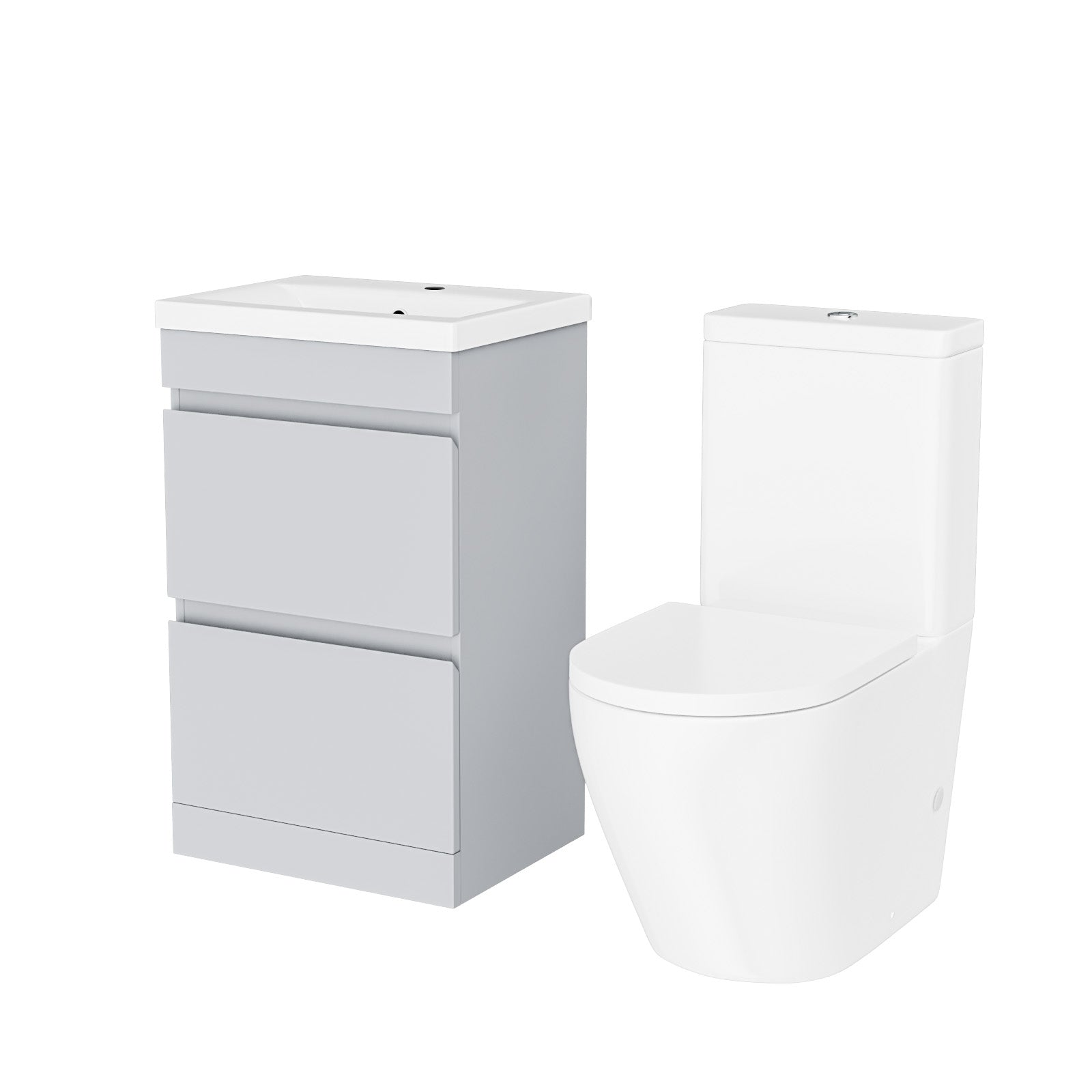 Alaska 500mm Drawers Matte Grey Basin Vanity & Rimless Close Coupled Toilet