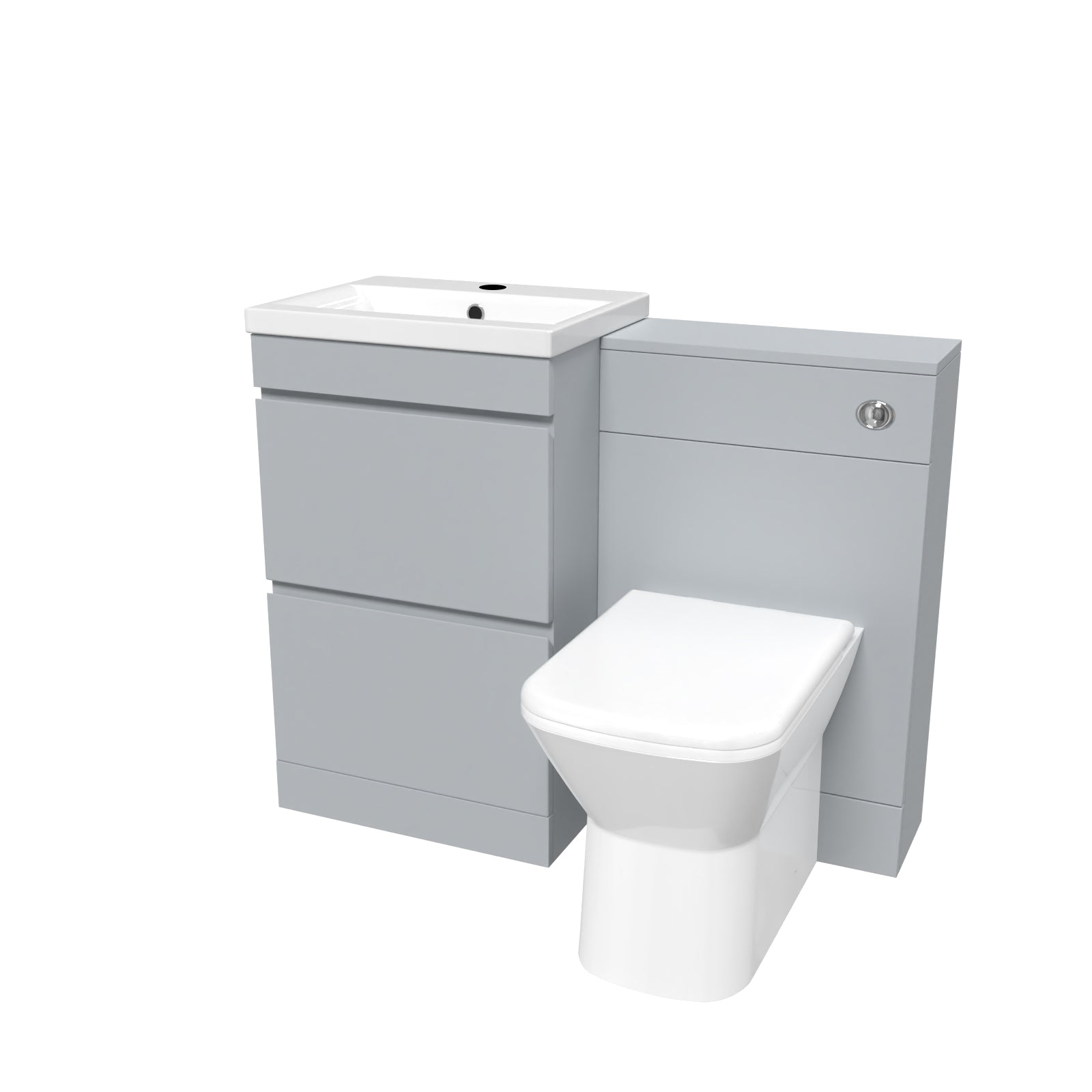 Alaska Freestanding Matte Grey 500mm 2 Drawers Vanity, WC Unit & BTW Toilet