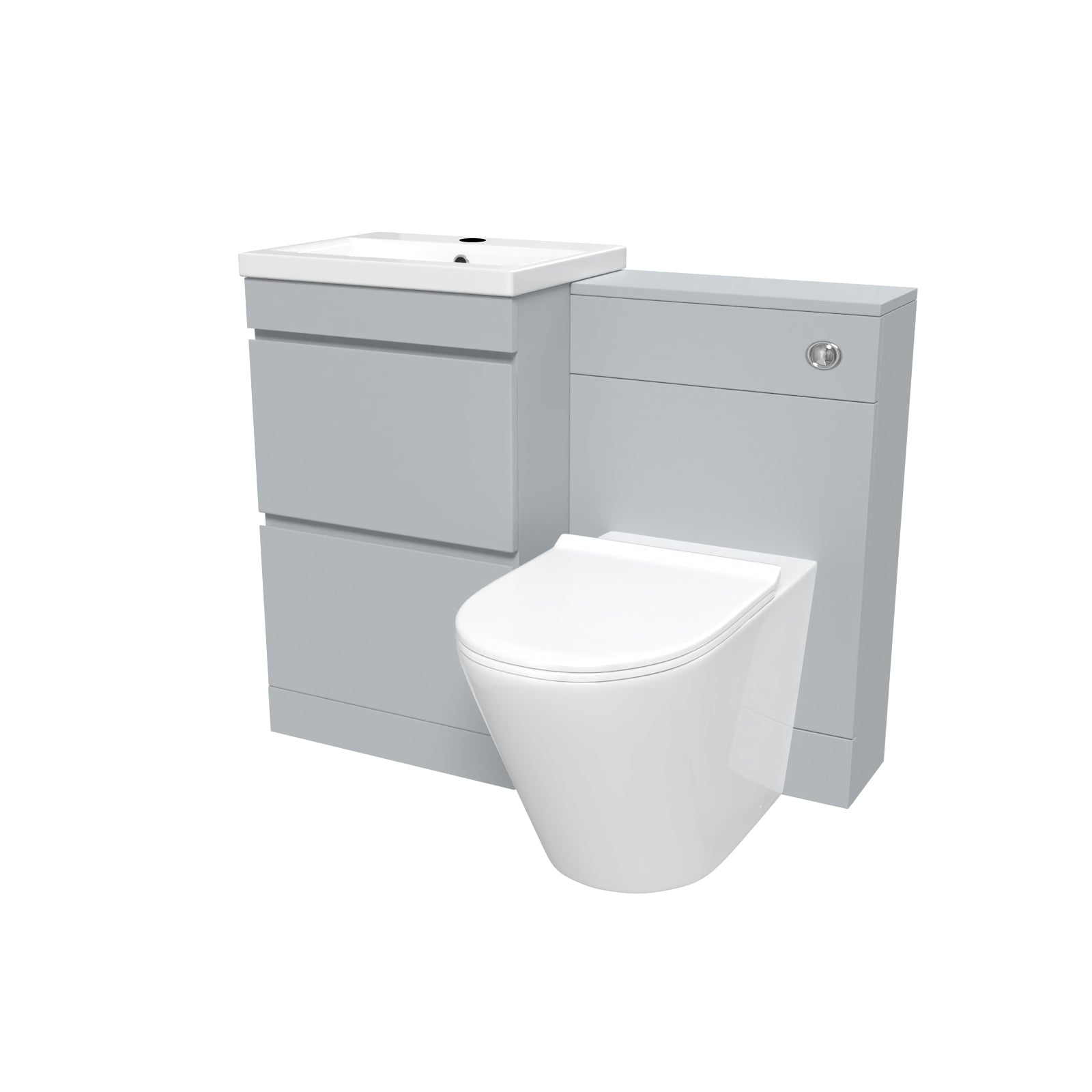 Alaska 500mm Matte Grey 2 Drawers Vanity, WC Unit & BTW White Round Toilet