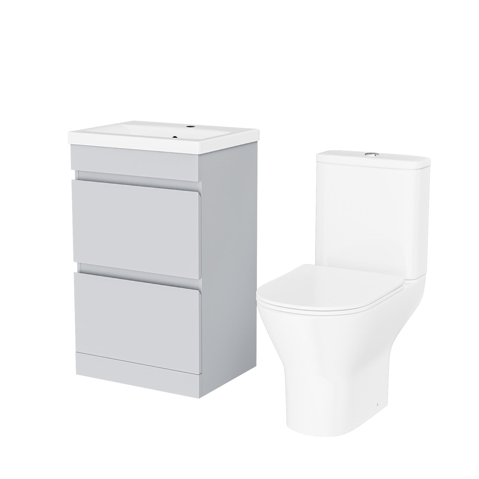 Alaska 500mm Matte Grey 2 Drawers Basin Vanity & Close Coupled Toilet