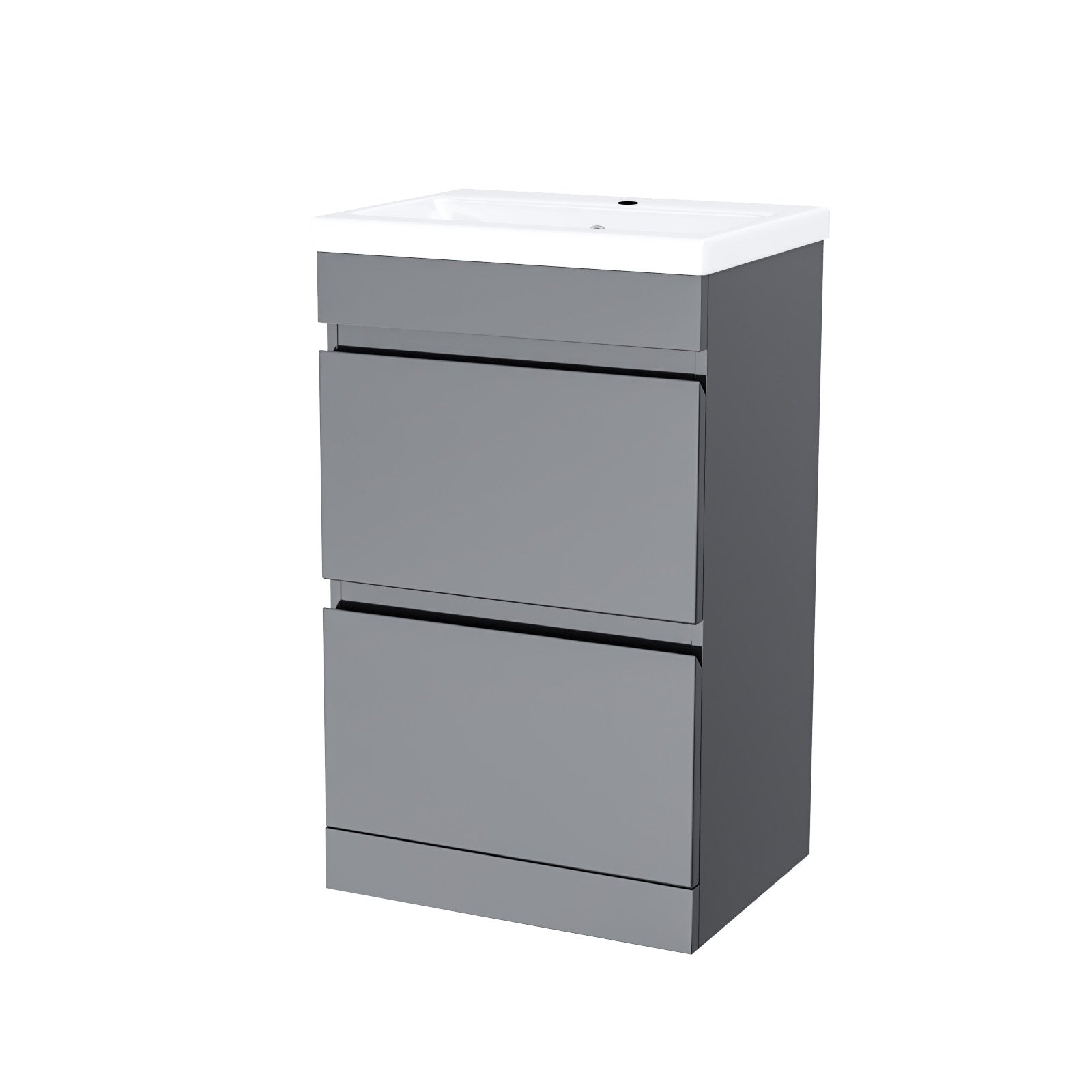 Alaska 500mm Floor Standing Basin Vanity Unit 2 Drawers Handless Steel Grey