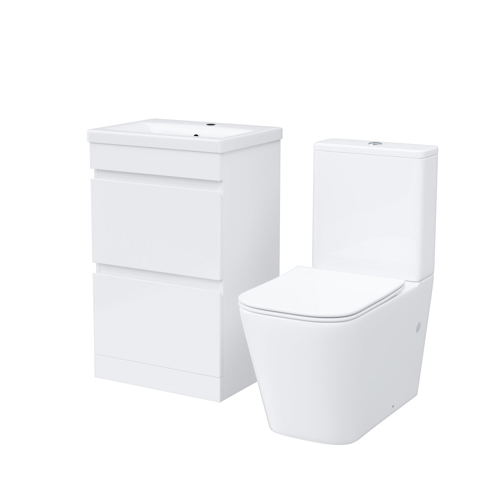 Alaska 500mm 2 Drawers White Basin Vanity Unit & Close Coupled Toilet