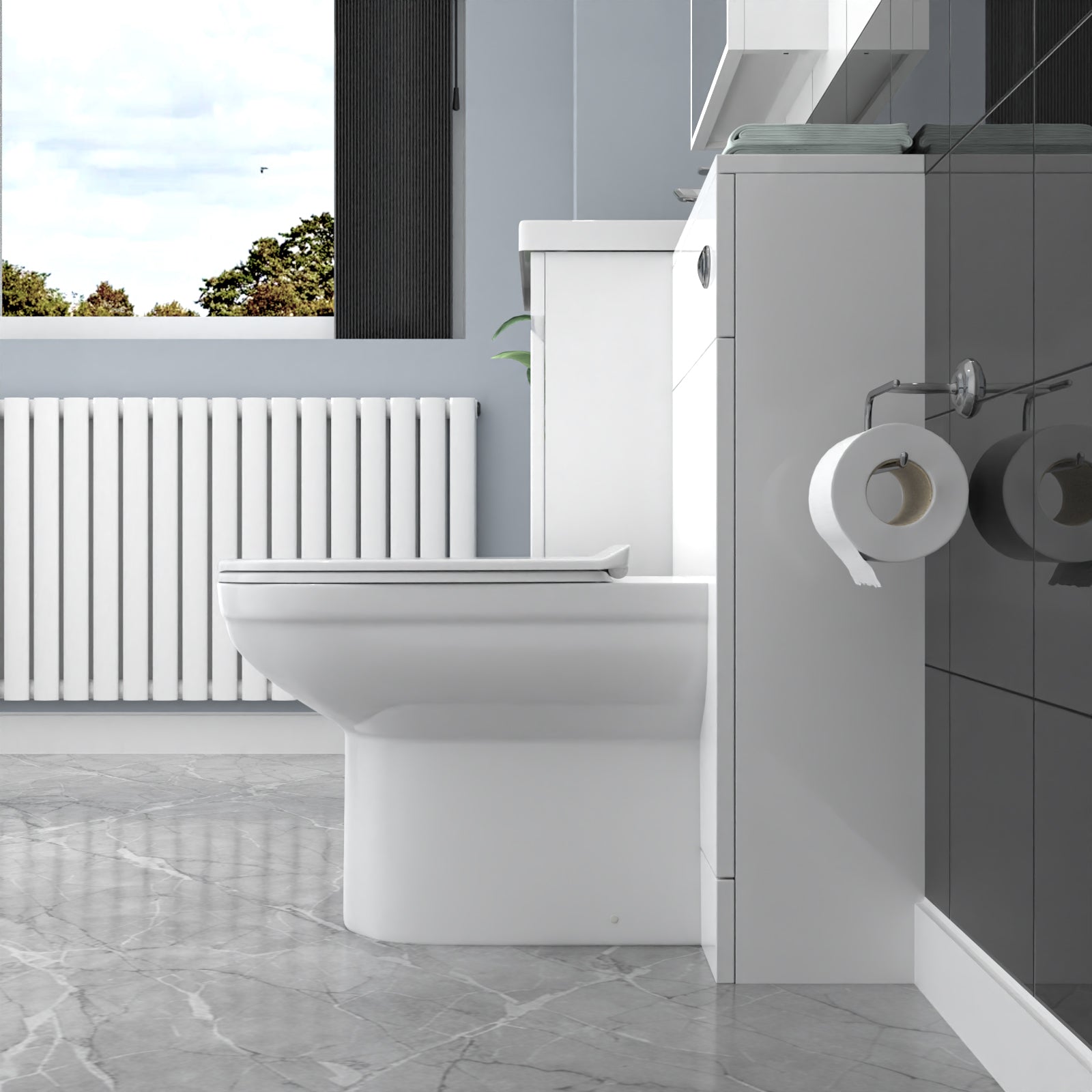 Alaska White Floor Standing 500mm Vanity Unit 2 Drawers, WC Unit & BTW Toilet