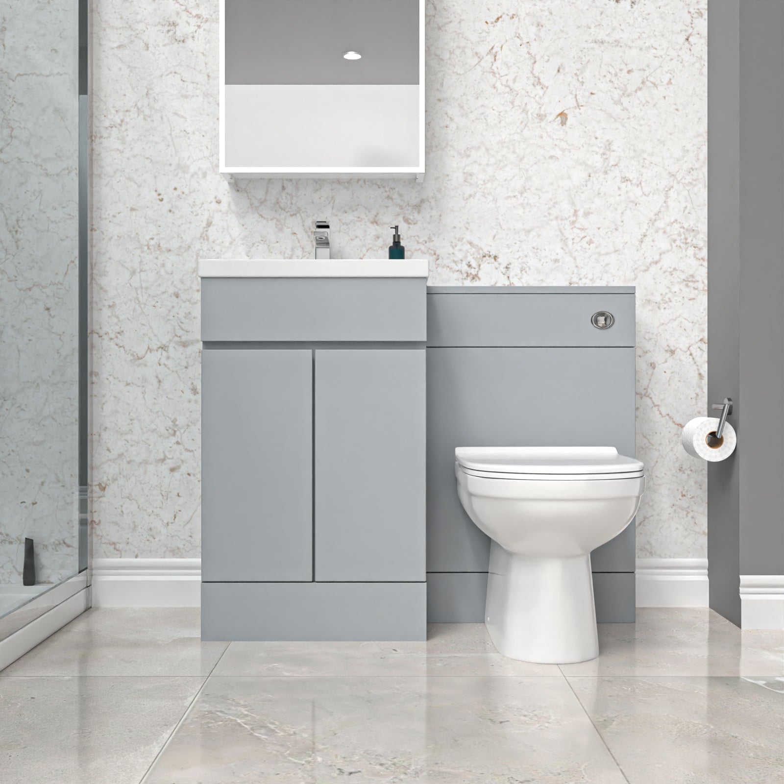 Alaska Matte Grey 500mm Vanity Unit with WC Unit & BTW Toilet