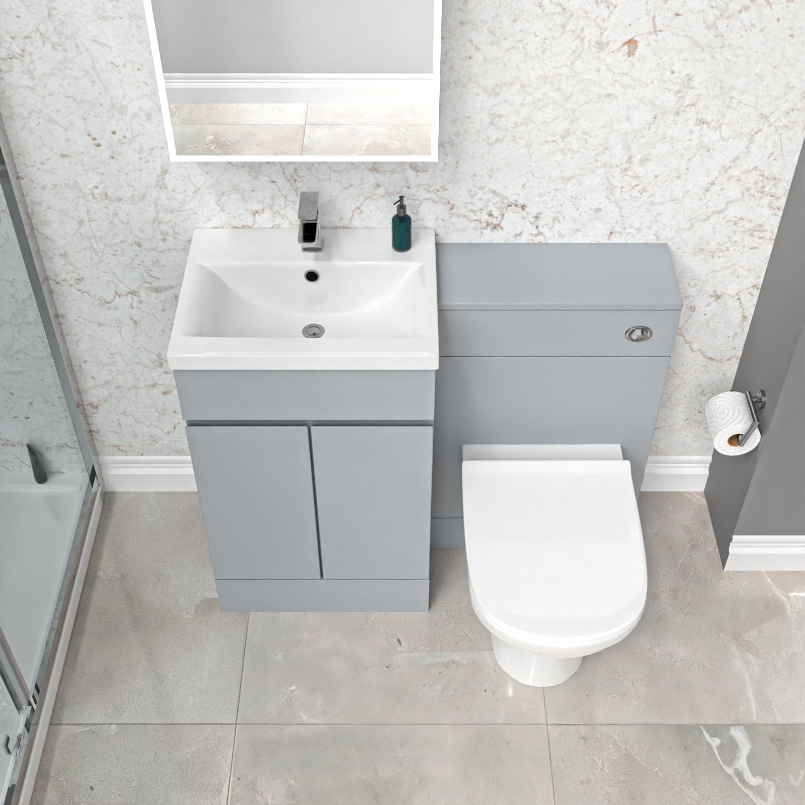 Alaska Matte Grey 500mm Vanity Unit with WC Unit & BTW Toilet