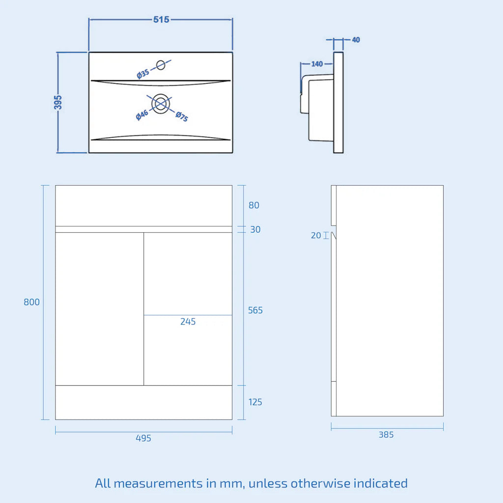 Alaska 500mm Matte Grey Basin Vanity Unit & Close Coupled Toilet