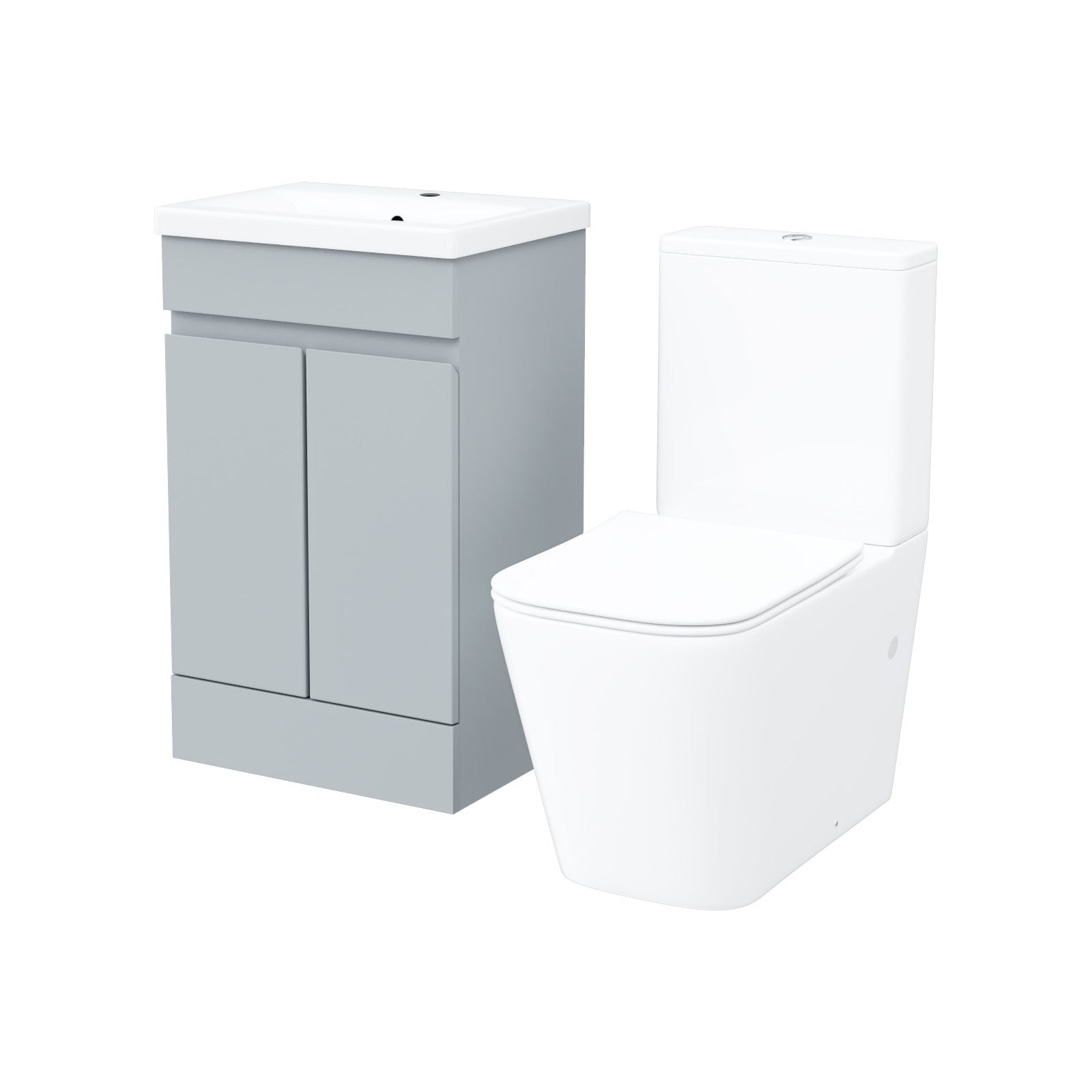 Alaska Matte Grey 500mm Freestanding Basin Vanity Unit & Close Coupled Toilet