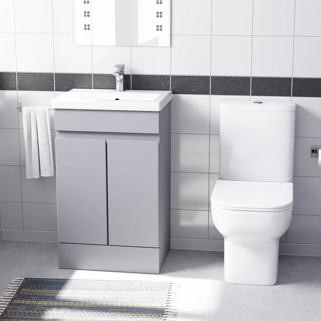 Alaska 500mm Matte Grey Basin Vanity Unit & Close Coupled Toilet